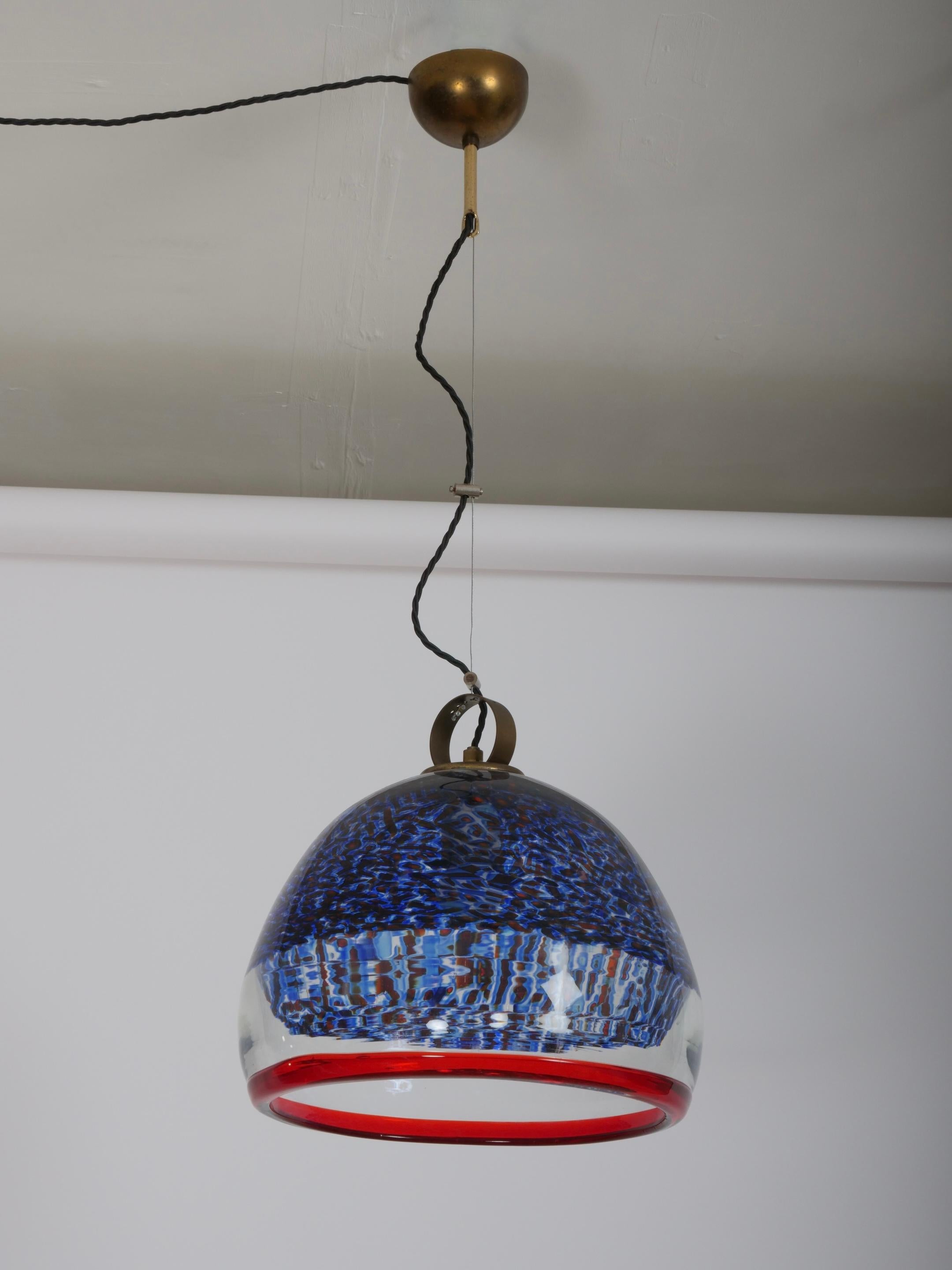 Italian Gae Aulenti chandelier 'Neverrino' Murano glass for Vistosi Italy c1960 For Sale