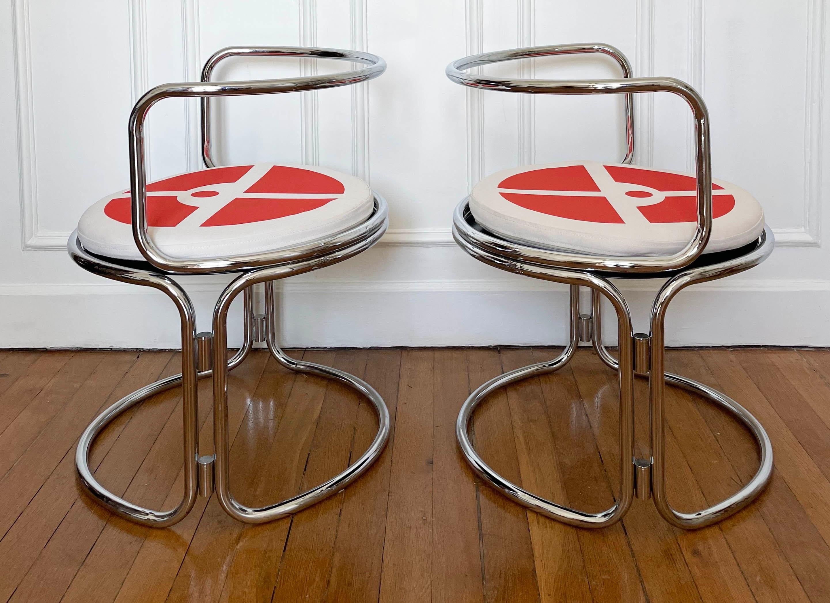 Space Age Gae Aulenti, chrome steel armchairs For Sale