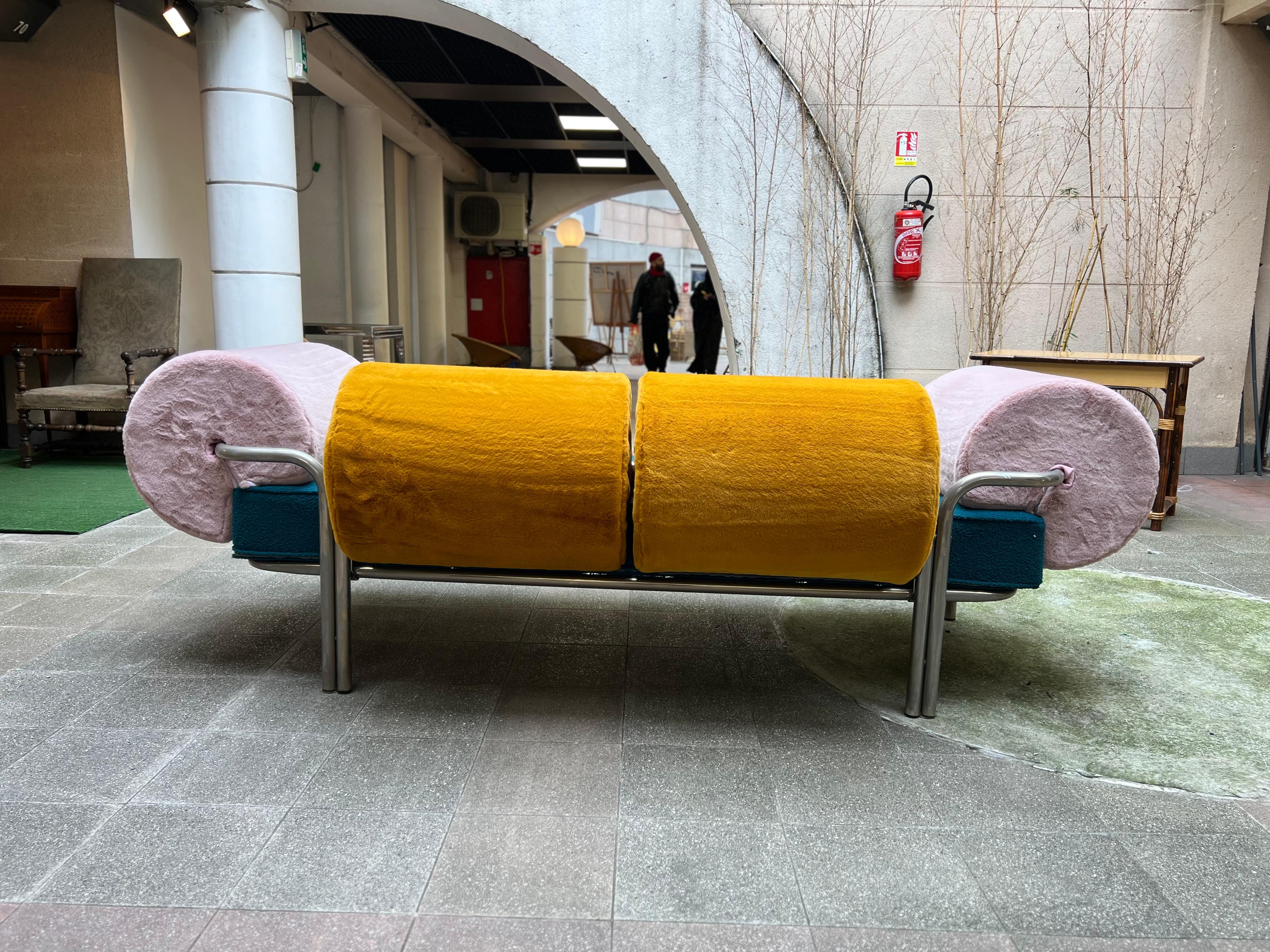 Gae Aulenti Daybed One Off chrome-plated / Fabric 1970 For Sale 6