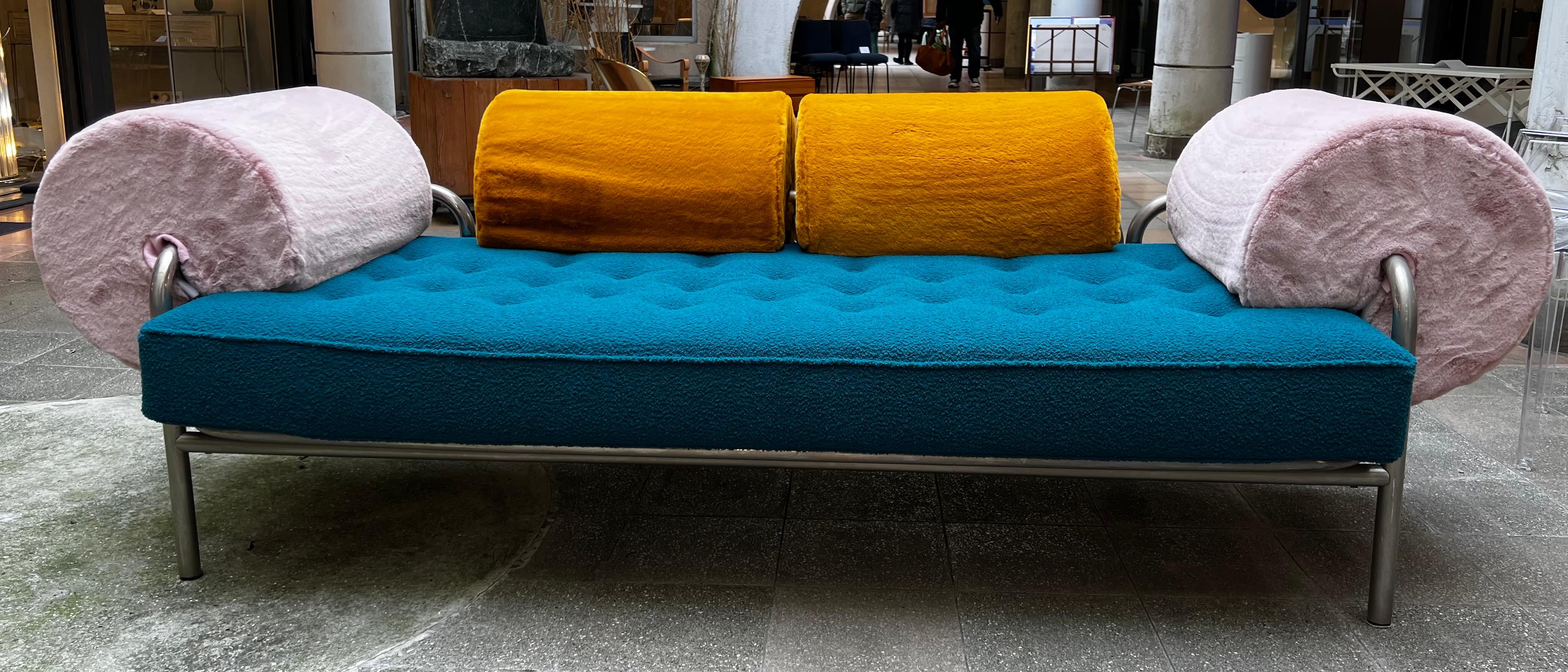 Gae Aulenti Daybed One Off chrome-plated / Fabric 1970 For Sale 12