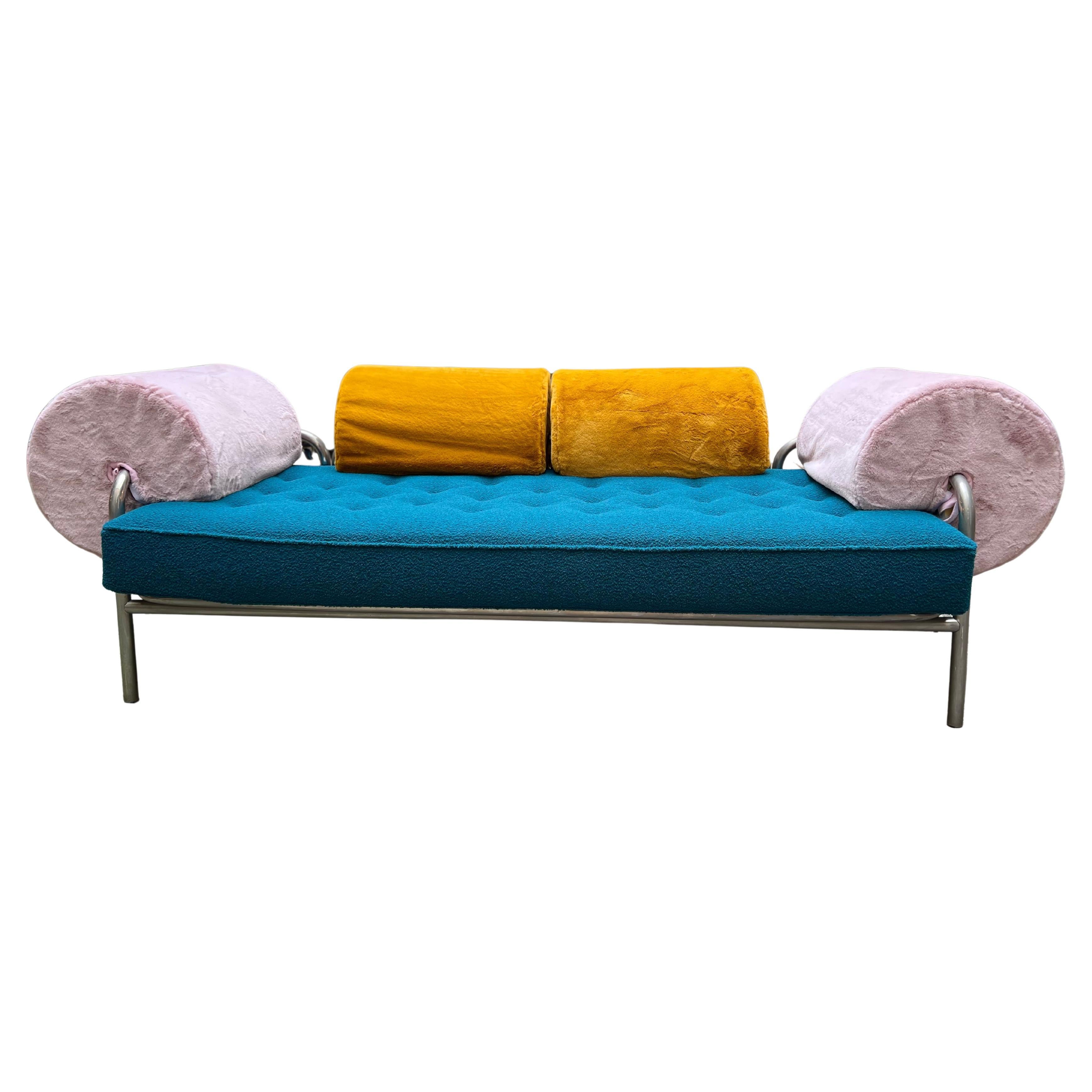 Gae Aulenti Daybed One Off chrome-plated / Fabric 1970 For Sale