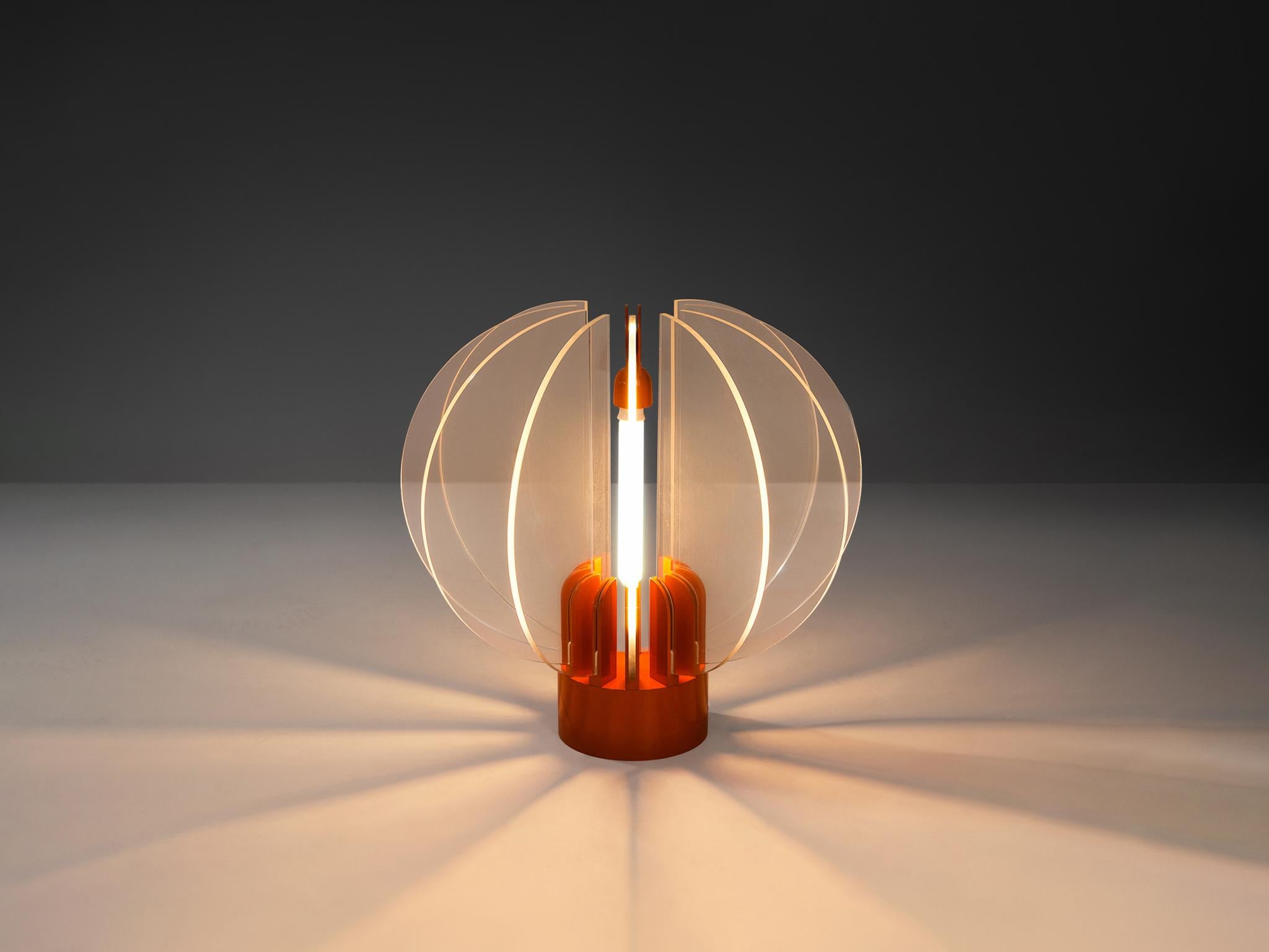 Gae Aulenti for Kartell, ‘King Sun’ lamp, Perspex, enameled aluminum, Italy, 1967 

This ‘King Sun’ lighting object is created by Gae Aulenti for Kartell in 1967. The lamp was designed specifically for the Olivetti showroom in Buenos Aires,