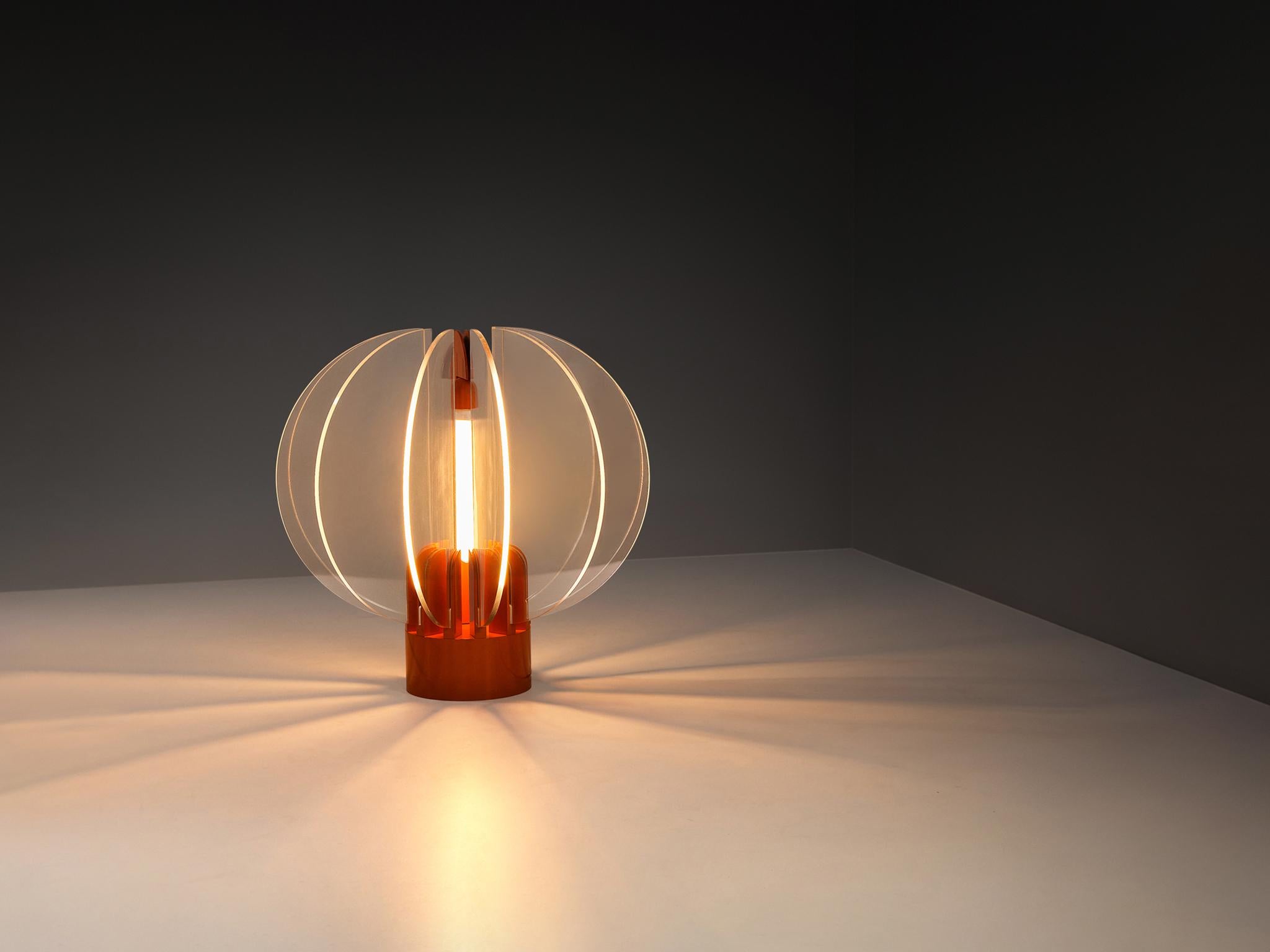 Italian Gae Aulenti for Kartell ‘King Sun’ in Perspex and Red-Orange Aluminum For Sale