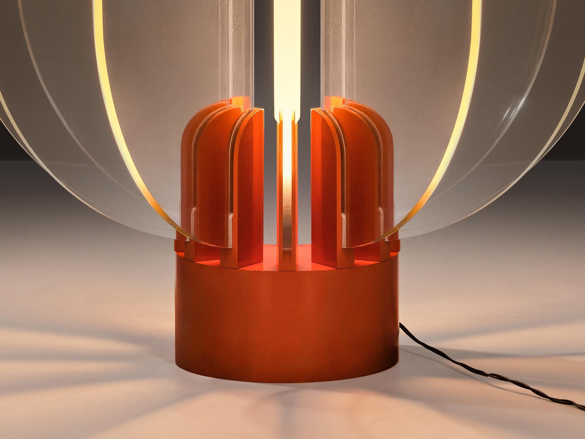 Gae Aulenti for Kartell ‘King Sun’ in Perspex and Red-Orange Aluminum In Good Condition For Sale In Waalwijk, NL