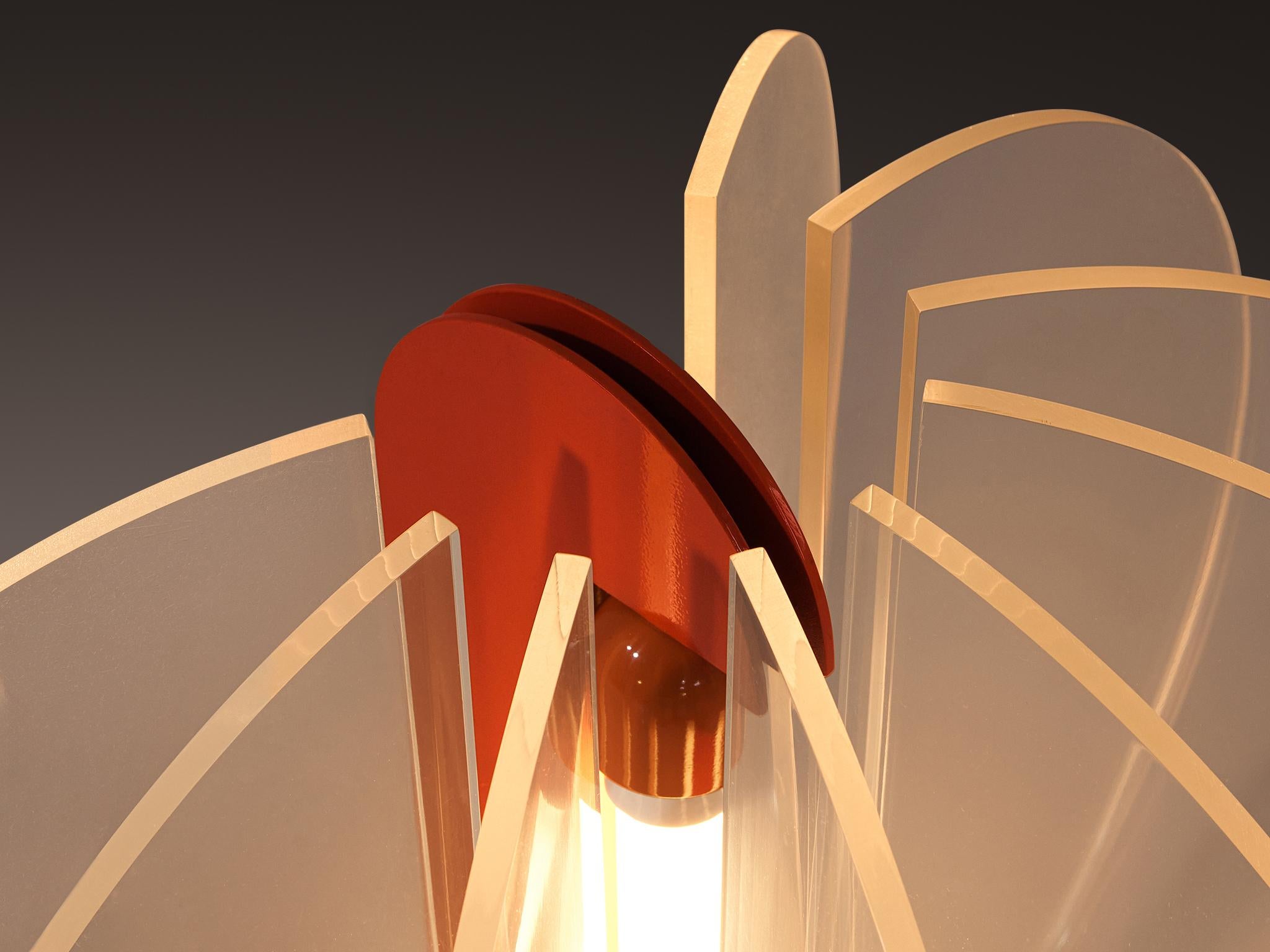 Mid-20th Century Gae Aulenti for Kartell ‘King Sun’ in Perspex and Red-Orange Aluminum For Sale