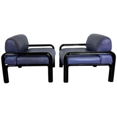 Gae Aulenti for Knoll Leather and Steel Chairs