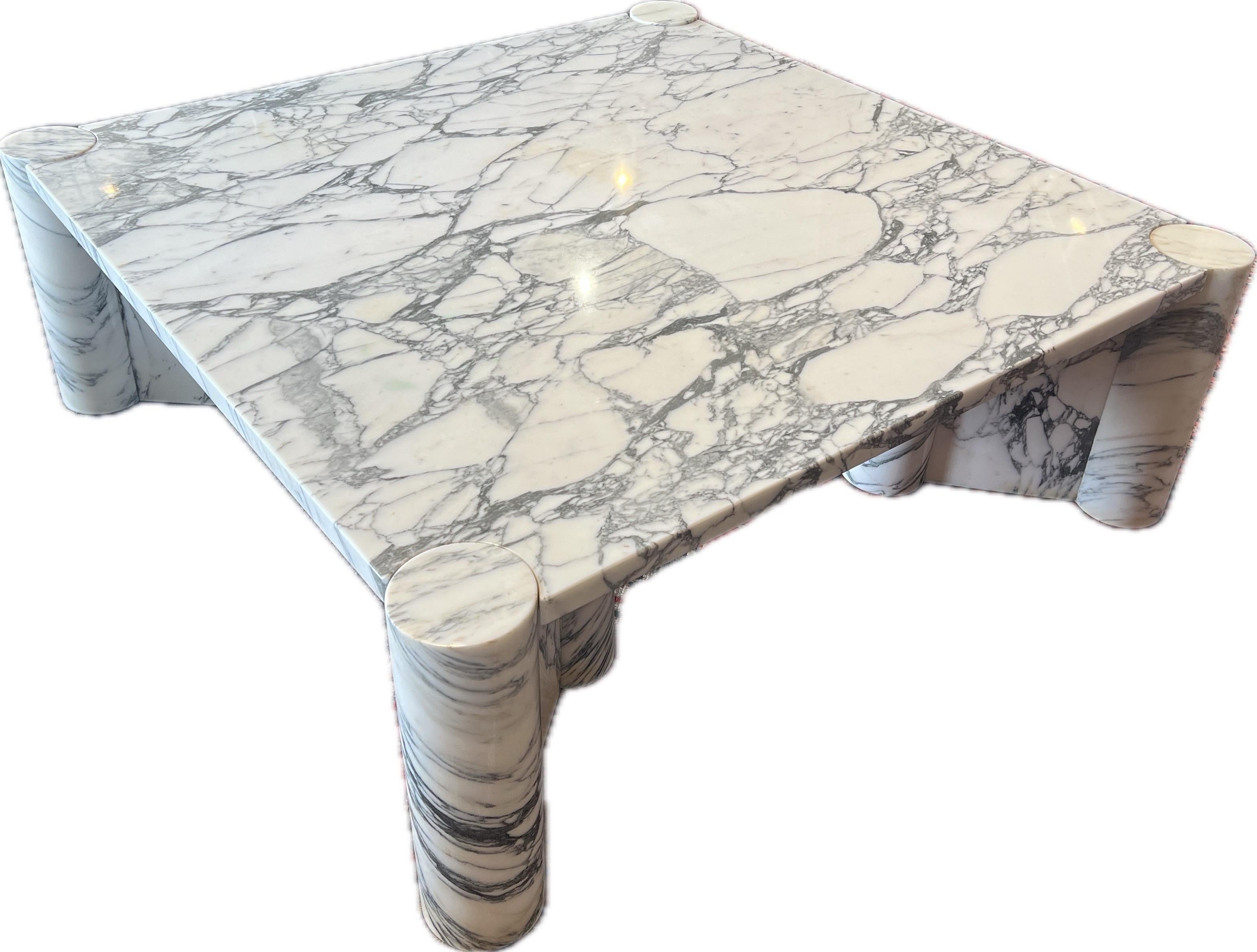 Mid-Century Modern Gae Aulenti for Knoll, Rare ‘Jumbo’ Coffee Table in Arabescato Marble For Sale