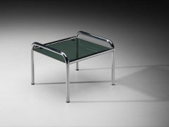 Gae Aulenti for Poltronova 'Stringa' Side Table in Chromed Metal, Smoked Glass