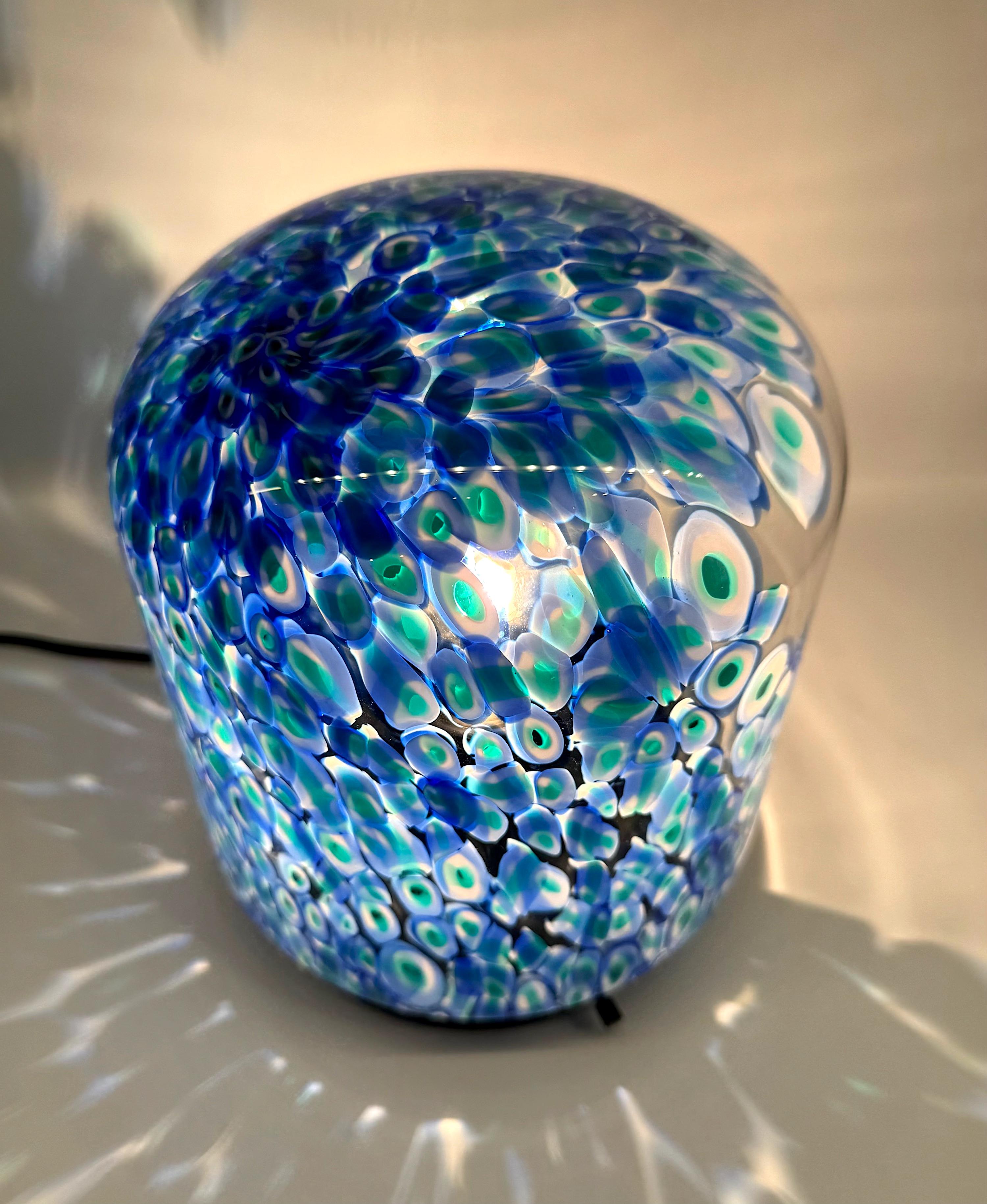 Gae Aulenti para Vistosi Lámpara de sobremesa de cristal de Murano 