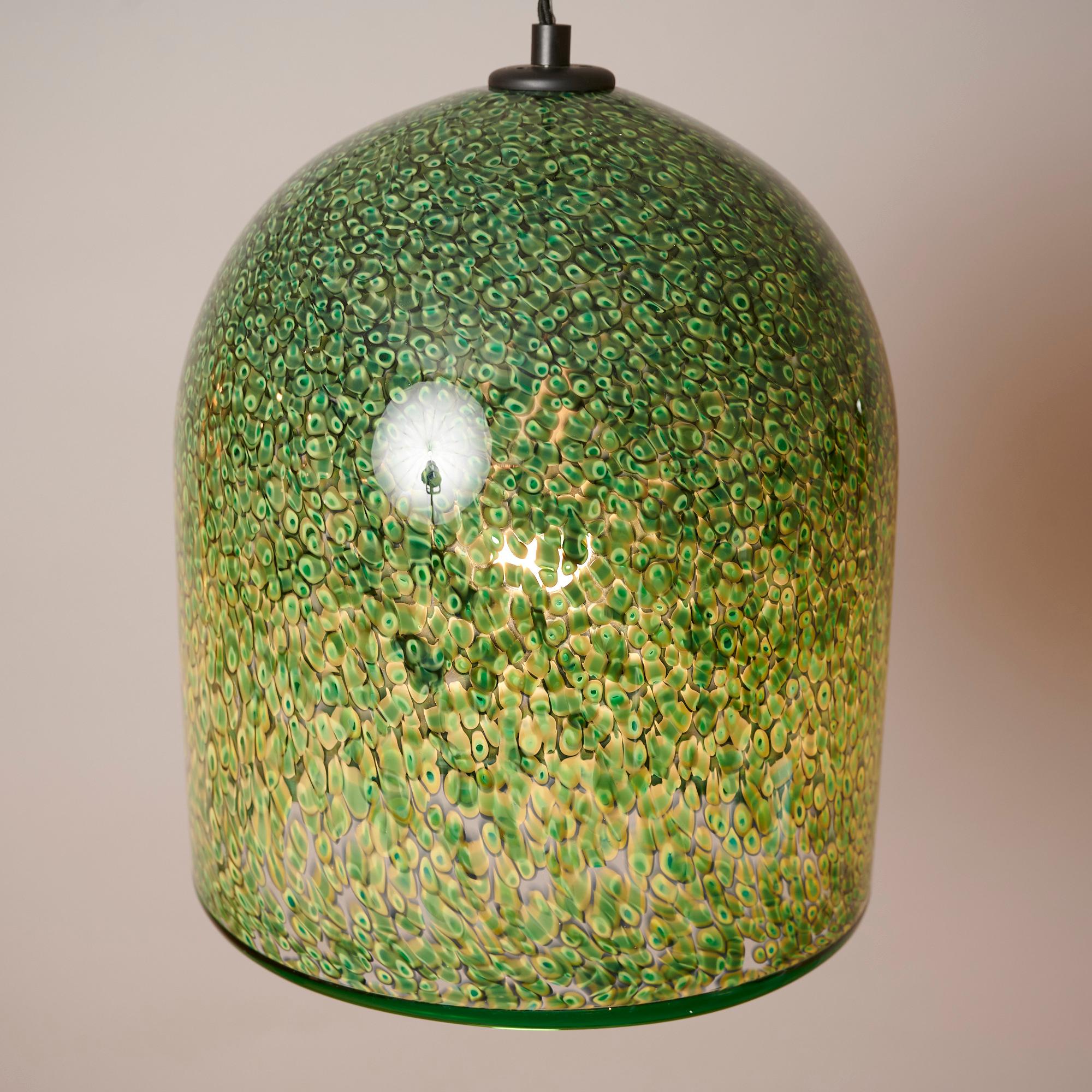 Gae Aulenti for Vistosi, Green Murrine glass pendant In Excellent Condition In London, GB