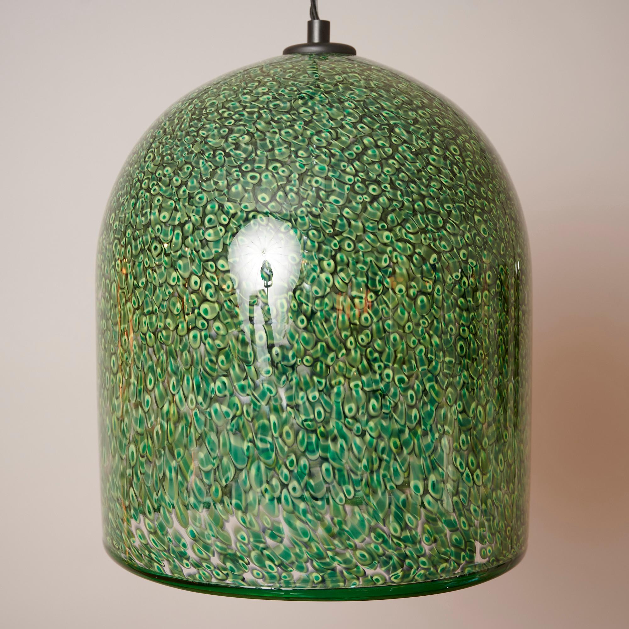 Mid-20th Century Gae Aulenti for Vistosi, Green Murrine glass pendant