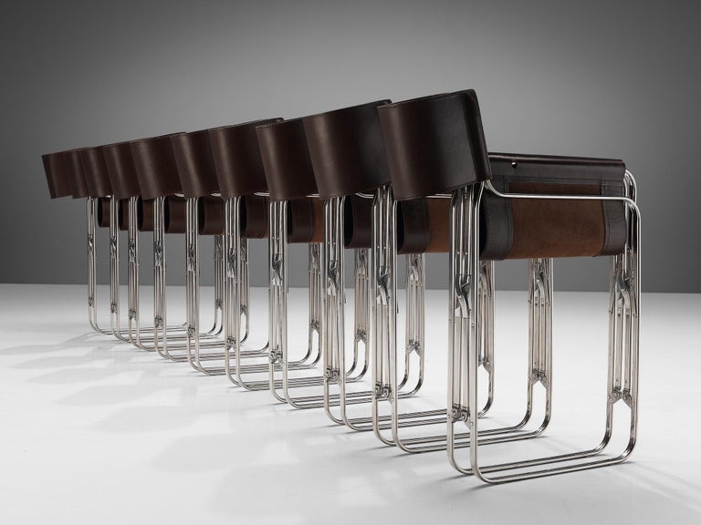 Gae Aulenti for Zanotta 'April' Folding Chairs in Stainless Steel and