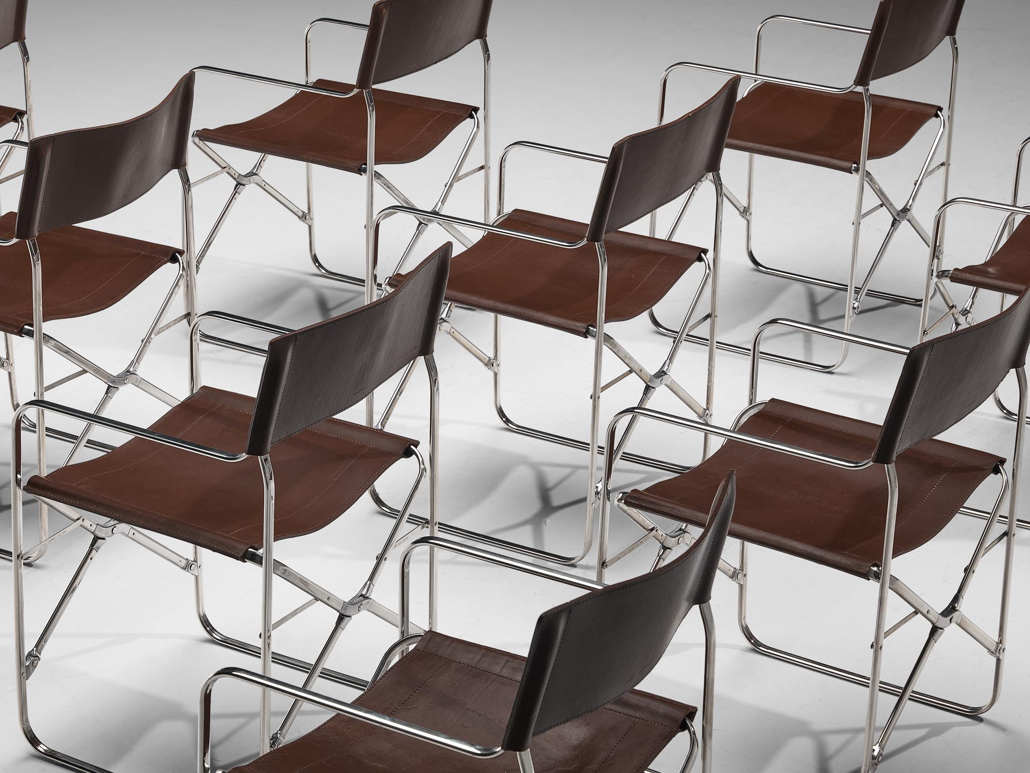 Gae Aulenti for Zanotta 'April' Folding Chairs in Stainless Gae Aulenti for Zanotta 'April' Folding Chairs in Stainless