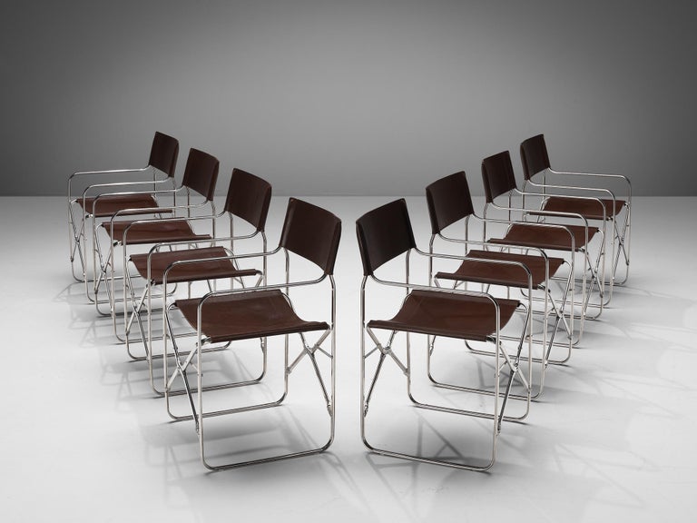 Gae Aulenti for Zanotta 'April' Folding Chairs in Stainless Steel and