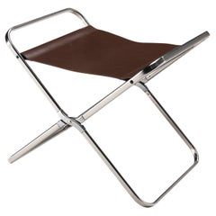 Gae Aulenti for Zanotta 'April' Folding Stool in Stainless Steel and Leather