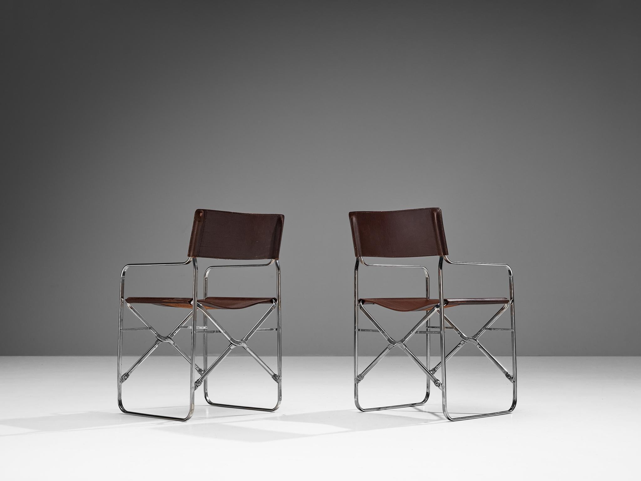 Set aus acht Stühlen „April“ von Gae Aulenti für Zanotta aus Original-Leder (Mitte des 20. Jahrhunderts) im Angebot