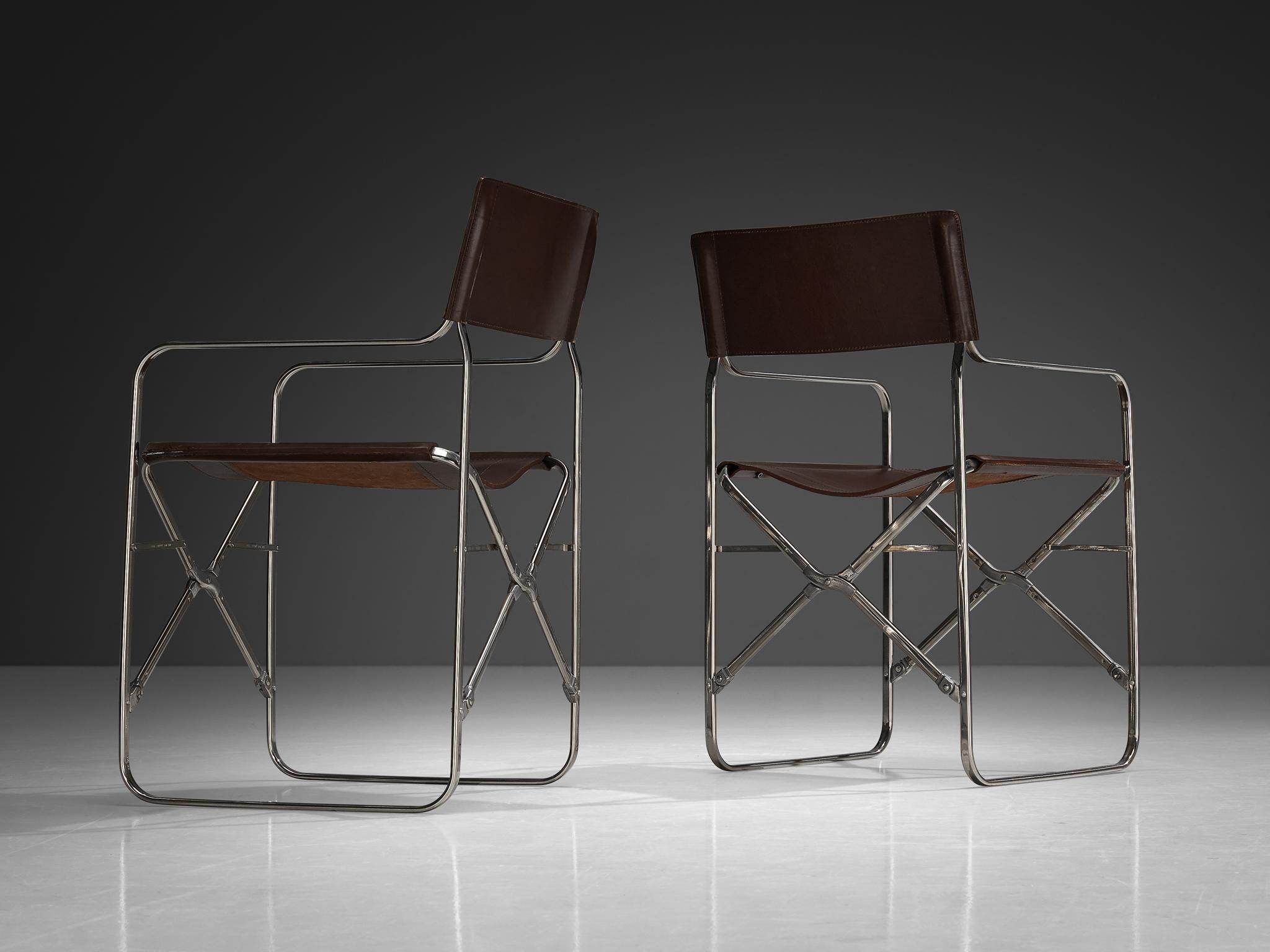 Gae Aulenti für Zanotta: Vierer-Set „April“-Stühle in Original-Leder im Angebot 3