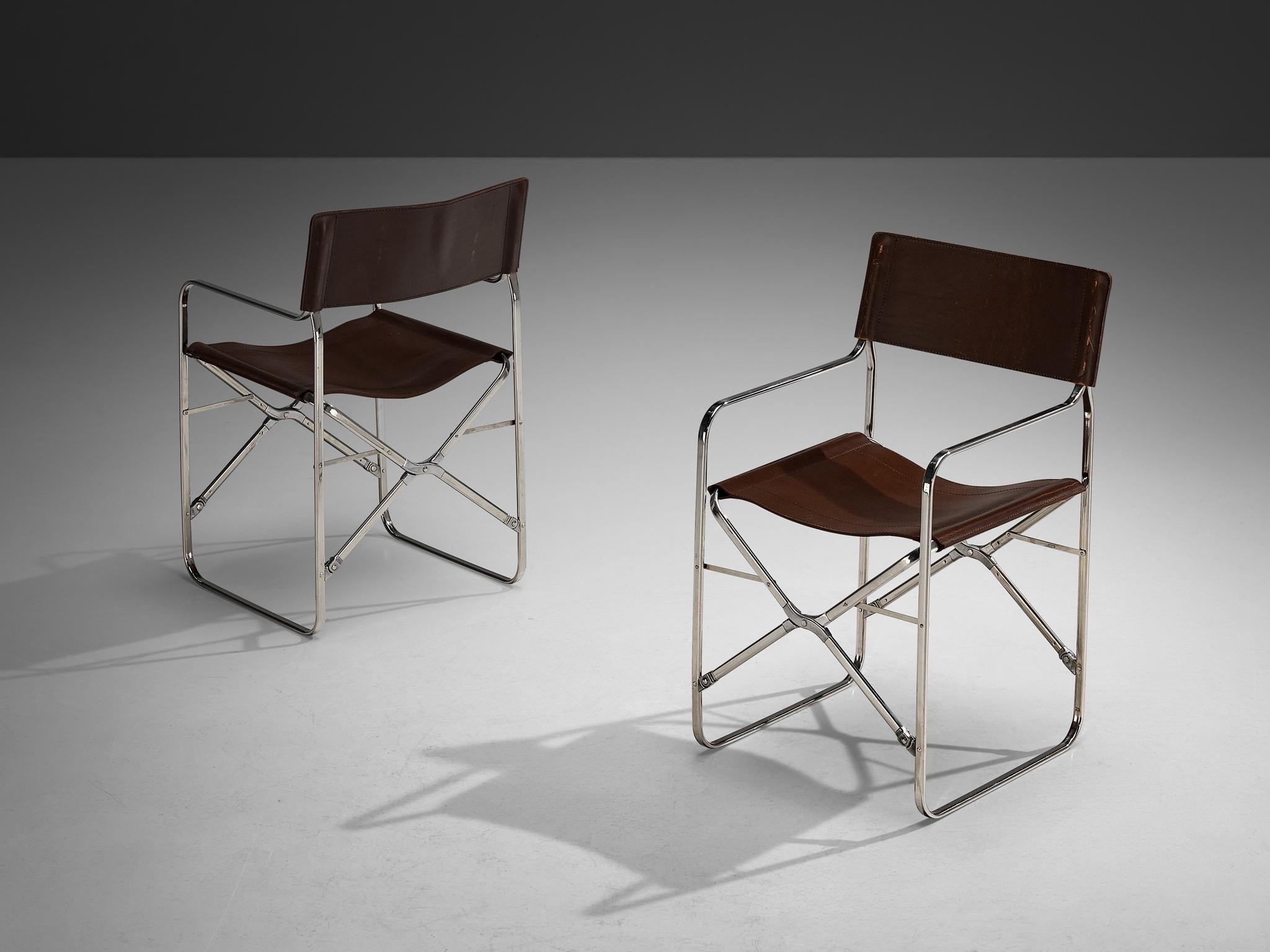 Gae Aulenti für Zanotta: Vierer-Set „April“-Stühle in Original-Leder im Angebot 1
