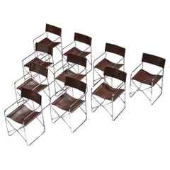 Gae Aulenti for Zanotta Set of Ten 'April' Chairs in Original Leather