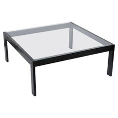 Gae Aulenti Glass and Enamelled Black Metal Italian Coffee Table, Zanotta, 1970s