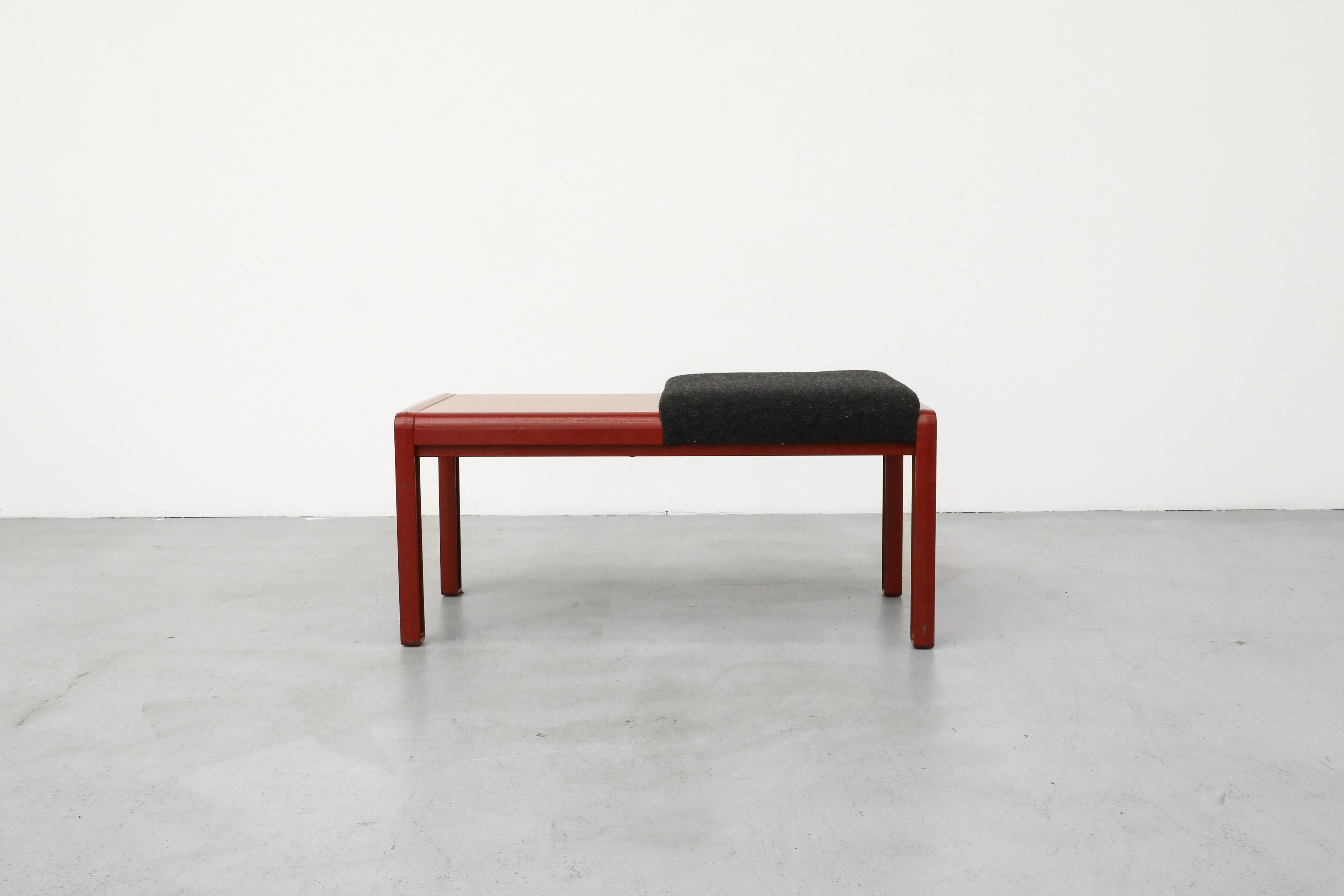 Mid-Century Modern Gae Aulenti Inspired Red Bench with Side Table by Kembo