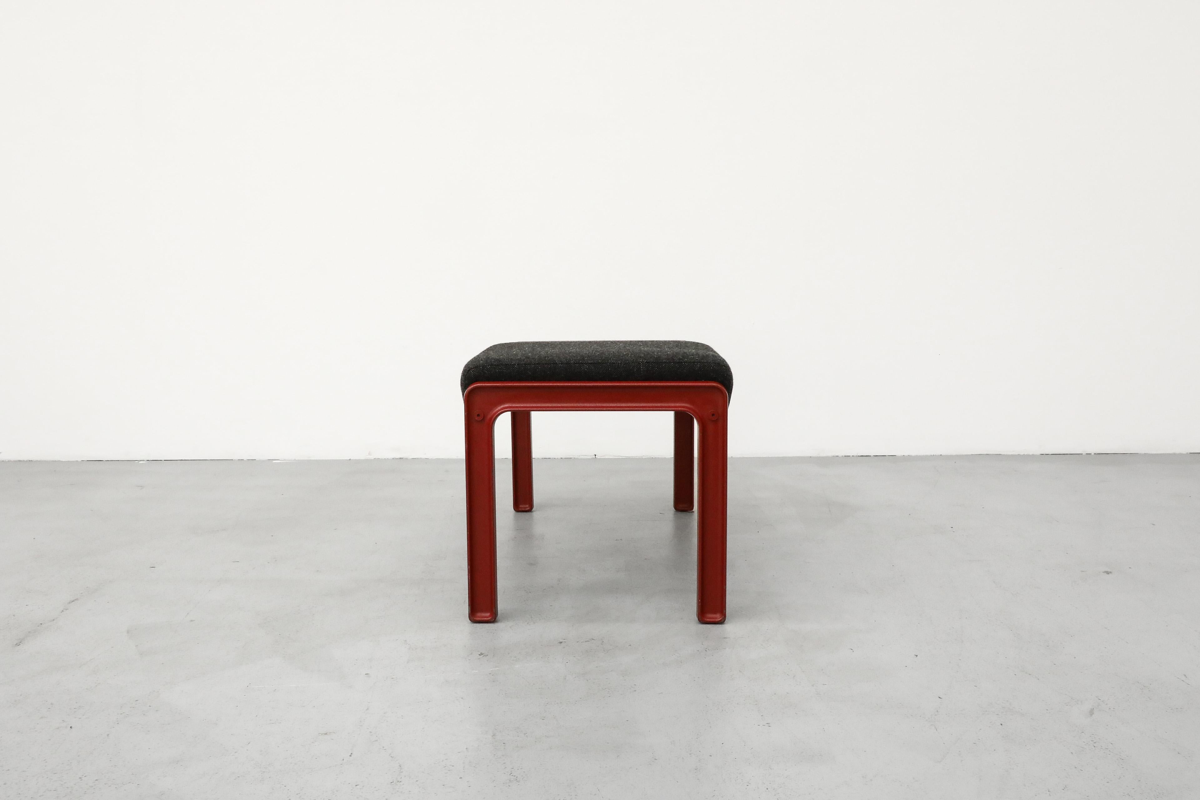 Enameled Gae Aulenti Inspired Red Bench with Side Table by Kembo