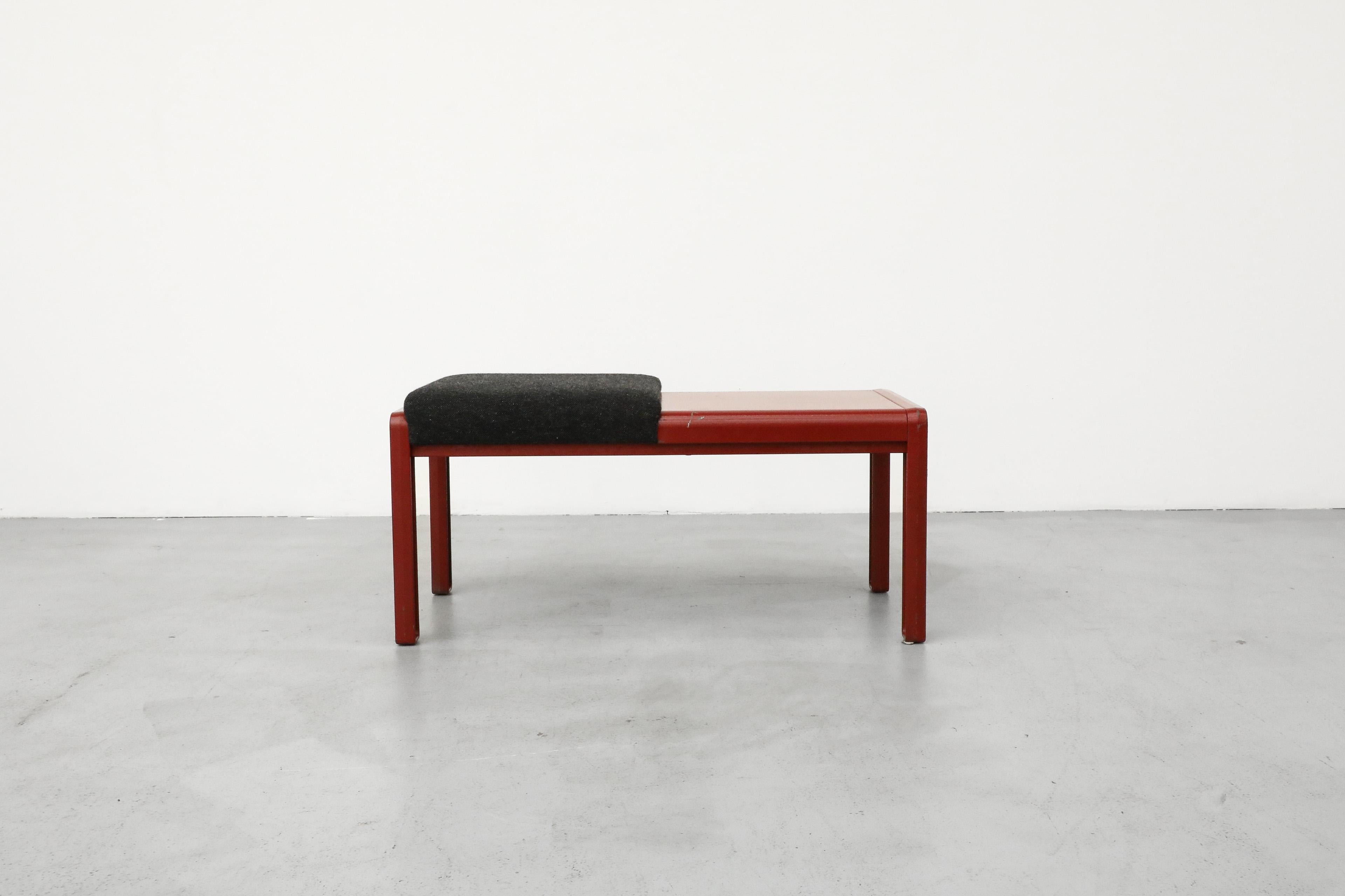 20th Century Gae Aulenti Inspired Red Bench with Side Table by Kembo