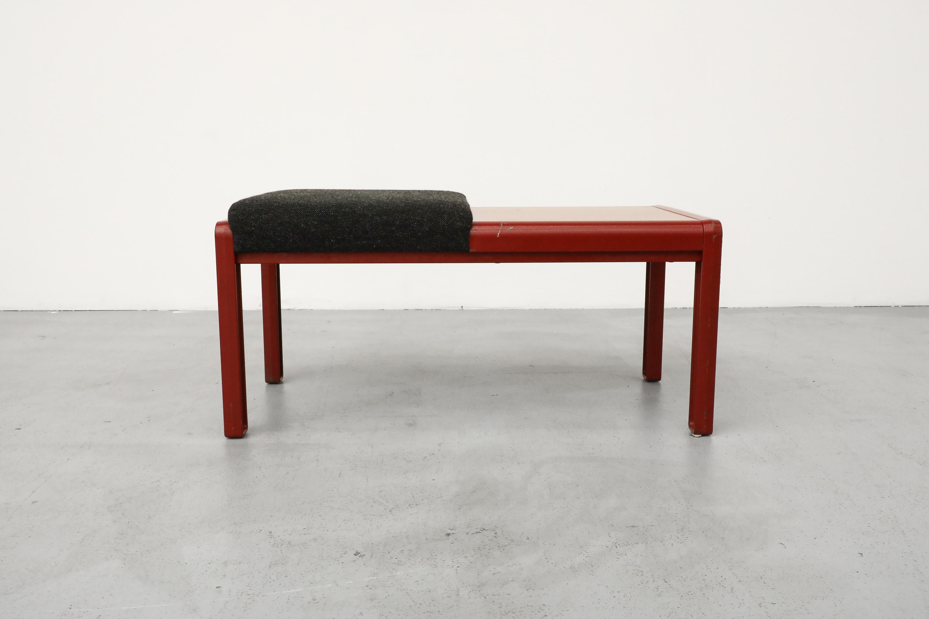 Metal Gae Aulenti Inspired Red Bench with Side Table by Kembo
