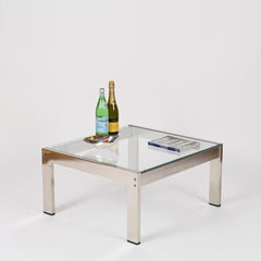 Gae Aulenti Italian "Tau" Steel Coffee Table Signed La Rinascente, 1970s