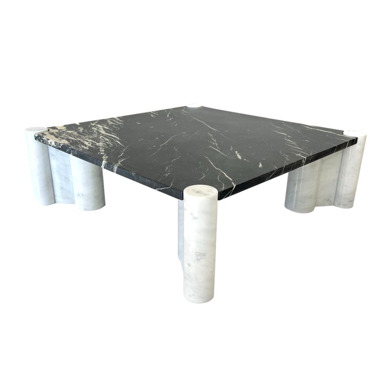 Gae Aulenti Jumbo Black and White Carrara Marble Table 8