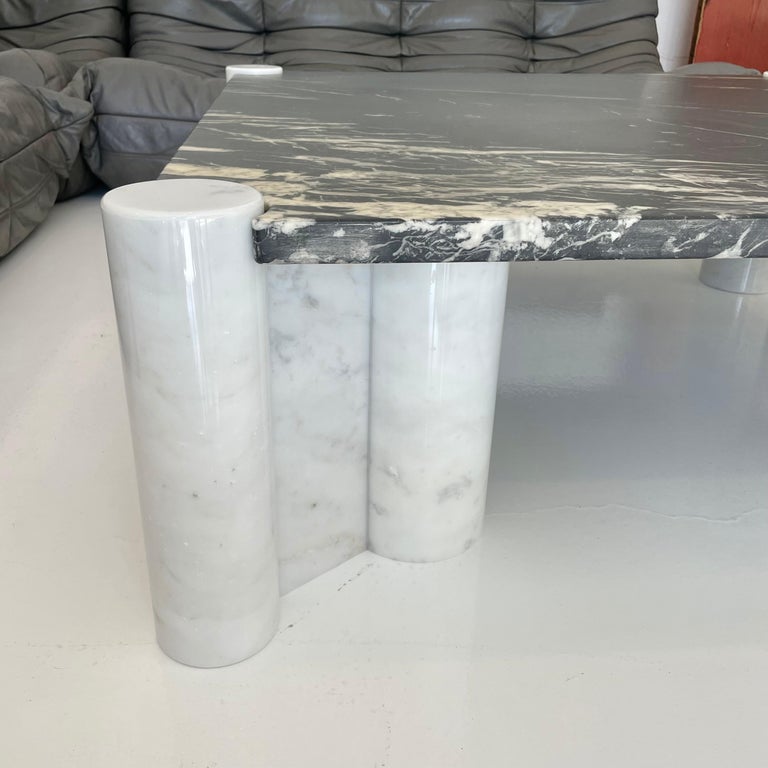 Italian Gae Aulenti Jumbo Black and White Carrara Marble Table