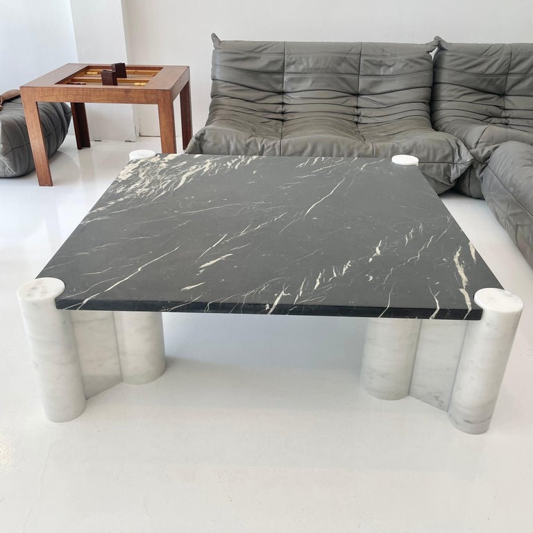 Gae Aulenti Jumbo Black and White Carrara Marble Table 3