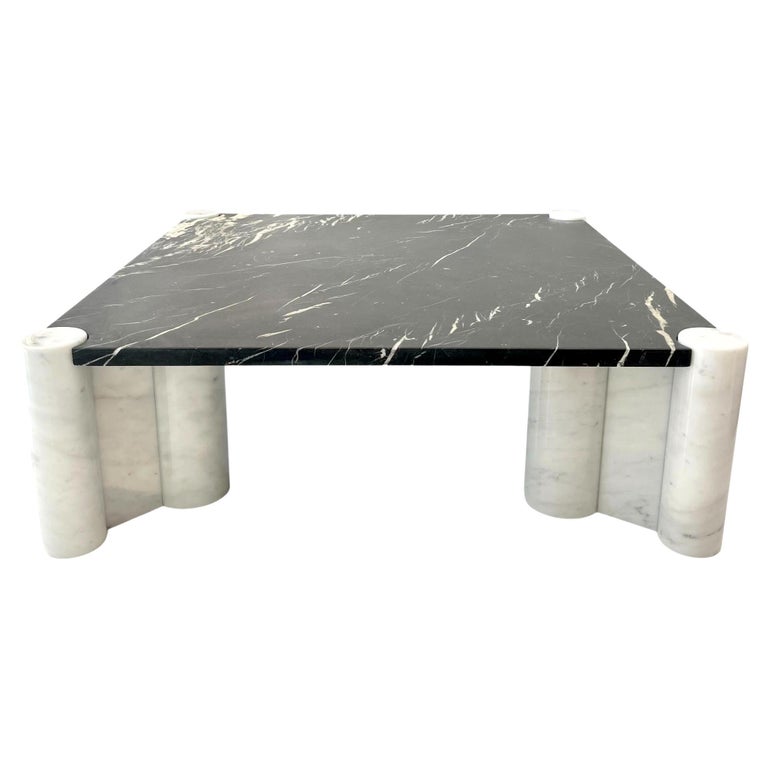 Gae Aulenti Jumbo Black and White Carrara Marble Table