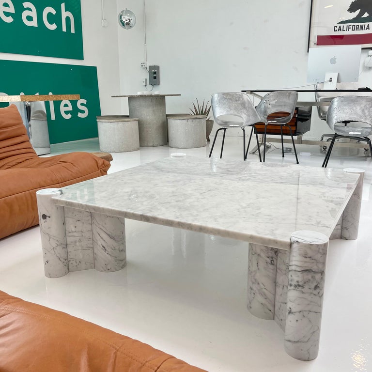 Italian Gae Aulenti Jumbo Carrara Marble Table for Knoll For Sale