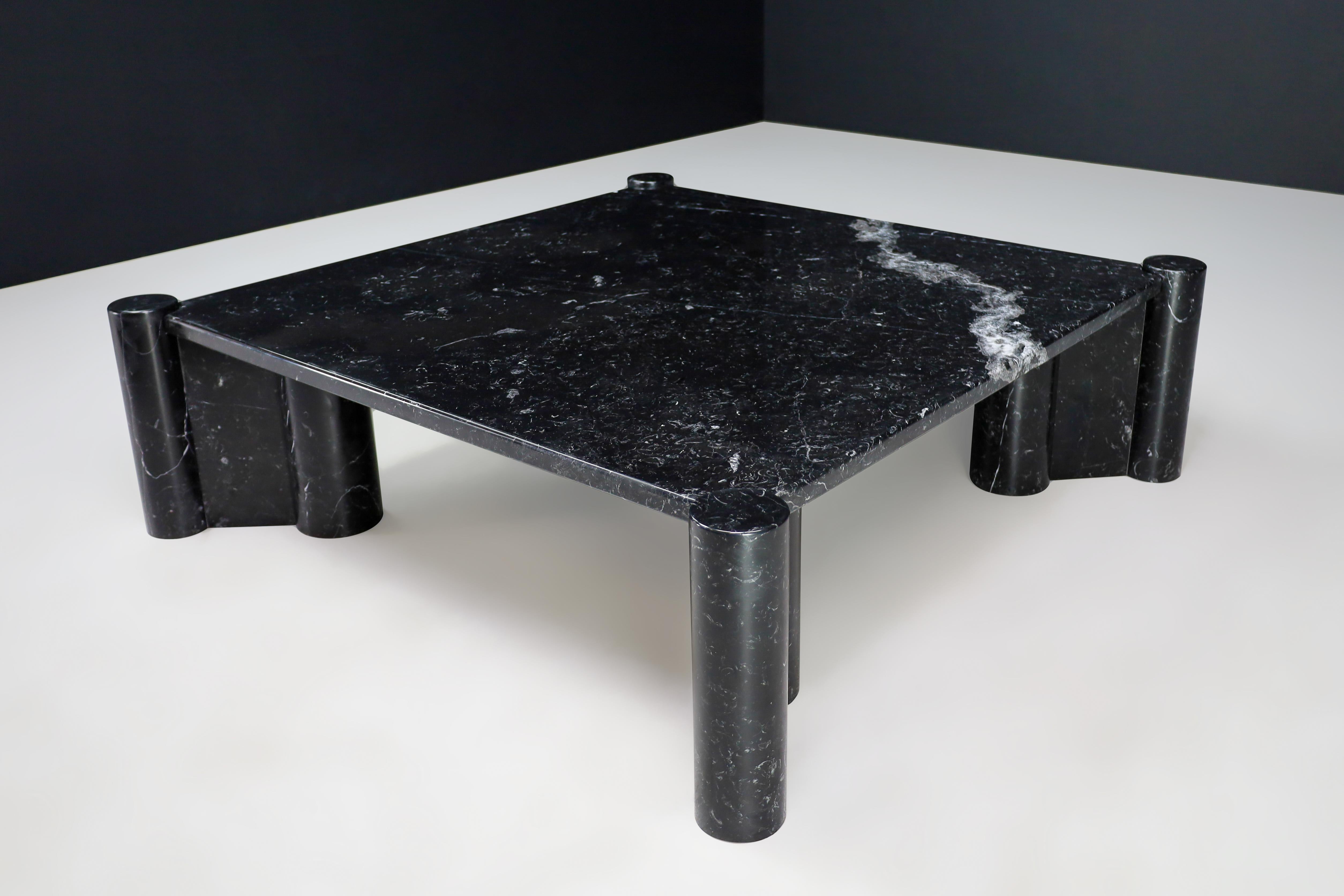 Mid-Century Modern Gae Aulenti Jumbo Coffee Table for Knoll in Black Marquina Marble, Italy 1970s  