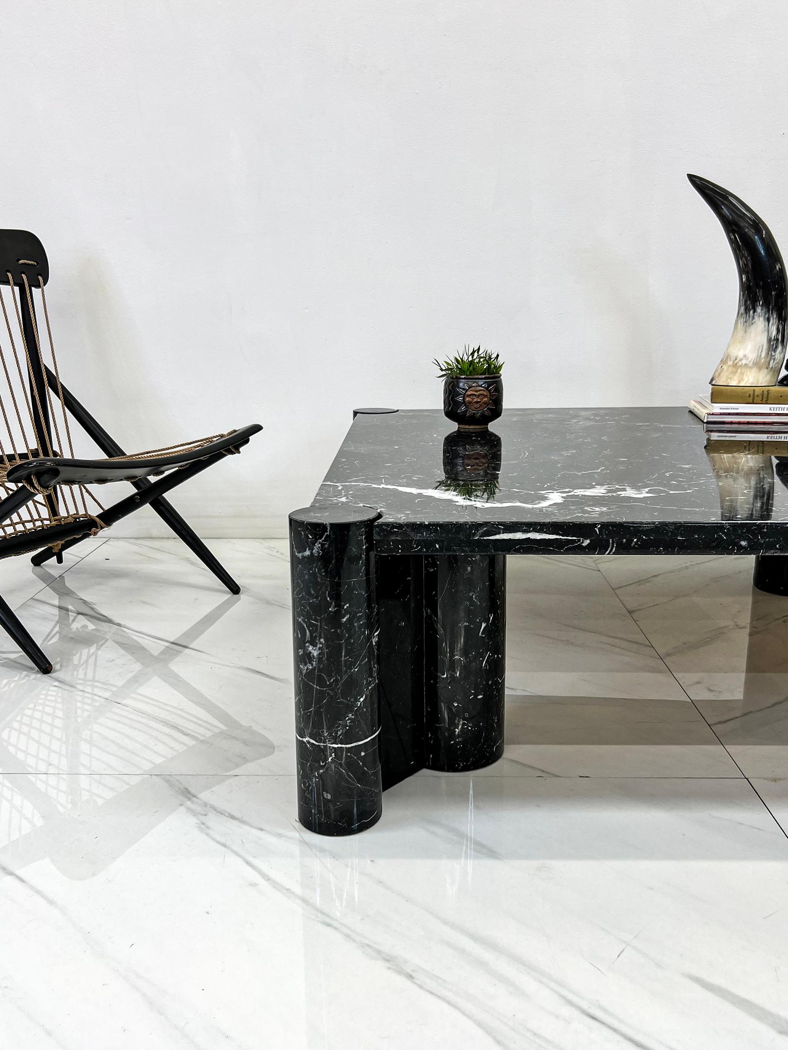 Gae Aulenti Jumbo Coffee Table for Knoll in Nero Marquina Marble For Sale 3