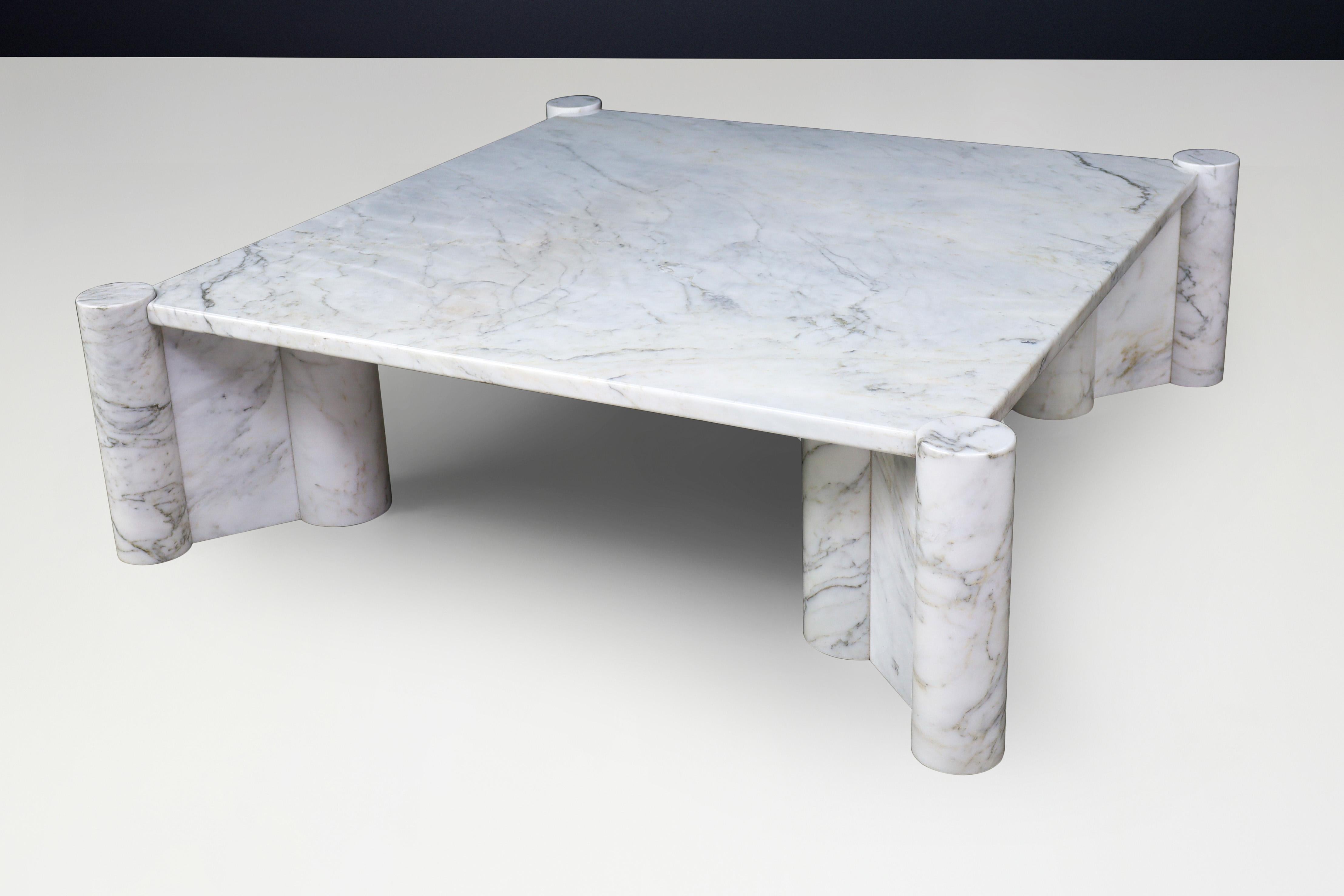 Mesa de centro Jumbo Gae Aulenti para Knoll International en mármol blanco de Carrara. en venta 7