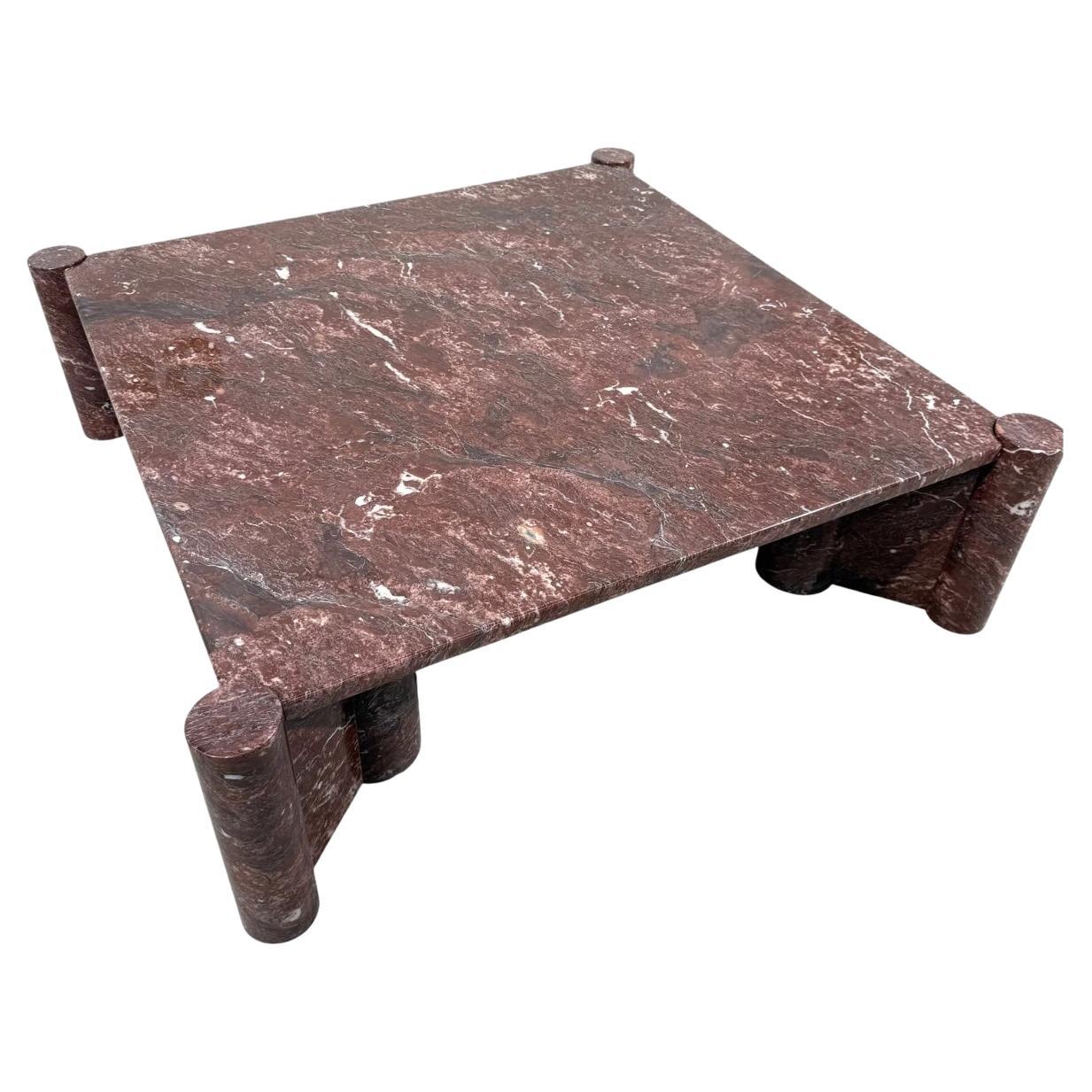 Table basse "jumbo" de Gae Aulenti pour Knoll, marbre Rosso Verona en vente