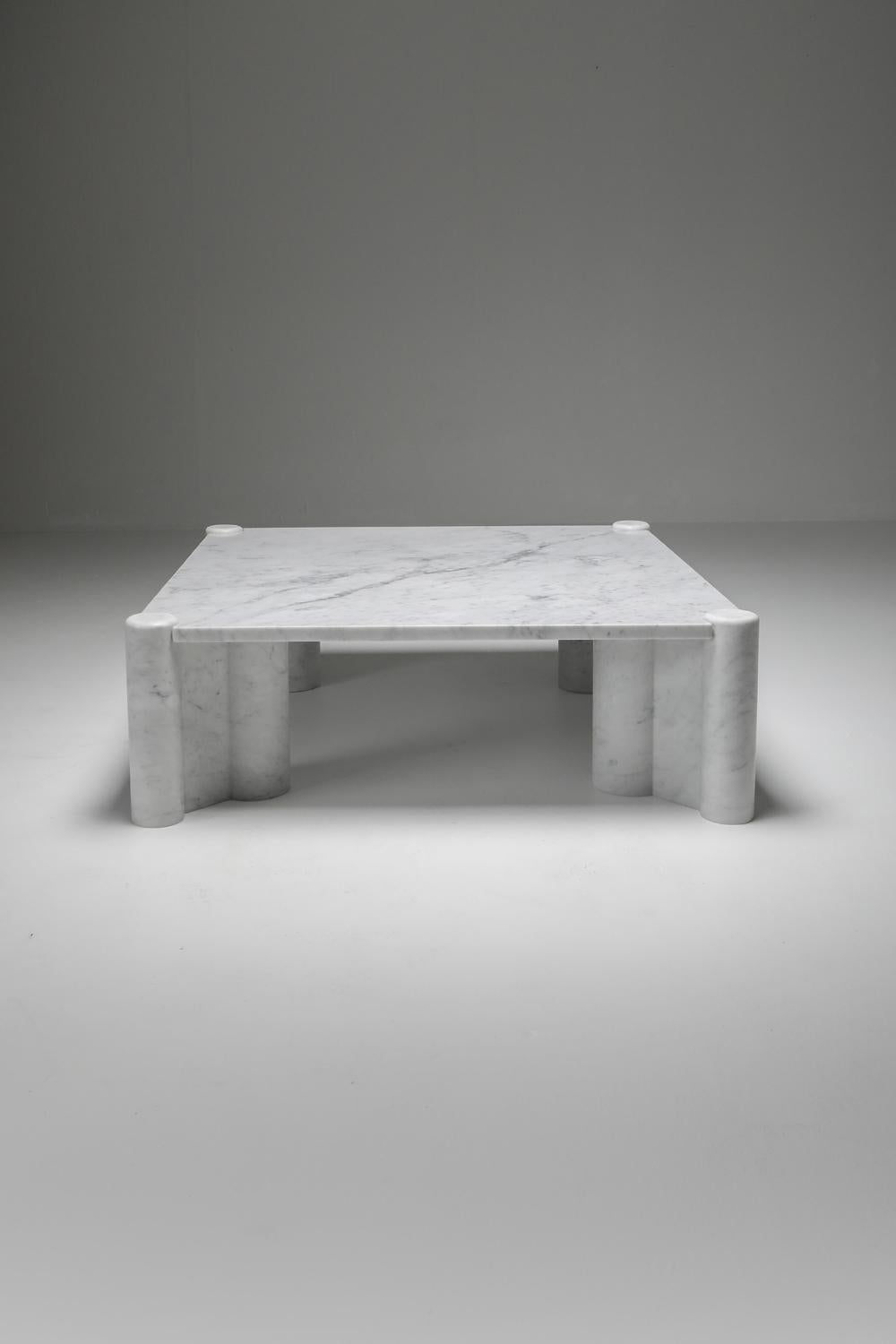 Gae Aulenti 'Jumbo' Coffee Table in Carrara White Marble 4