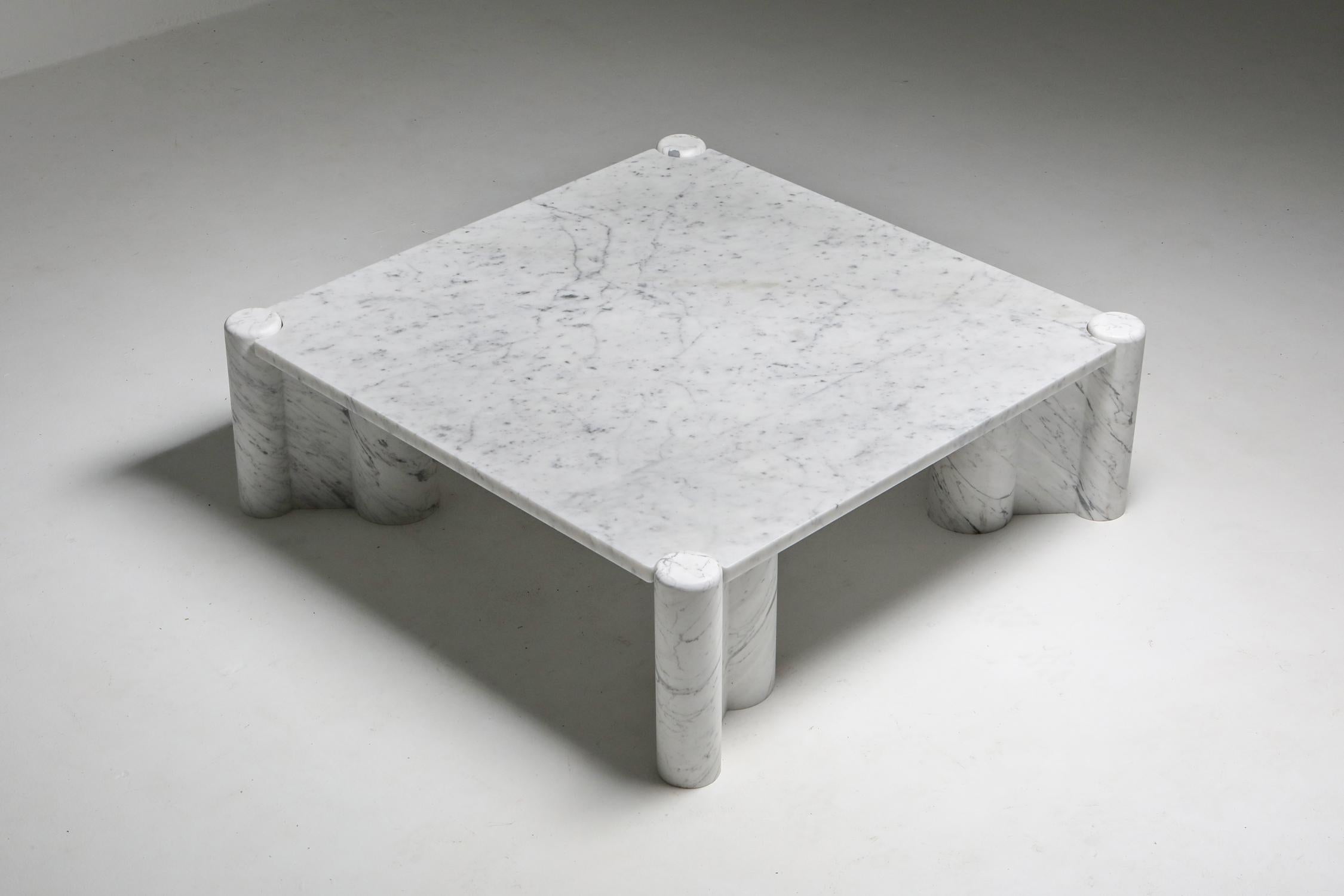Post-Modern Gae Aulenti 'Jumbo' Coffee Table in Carrara White Marble