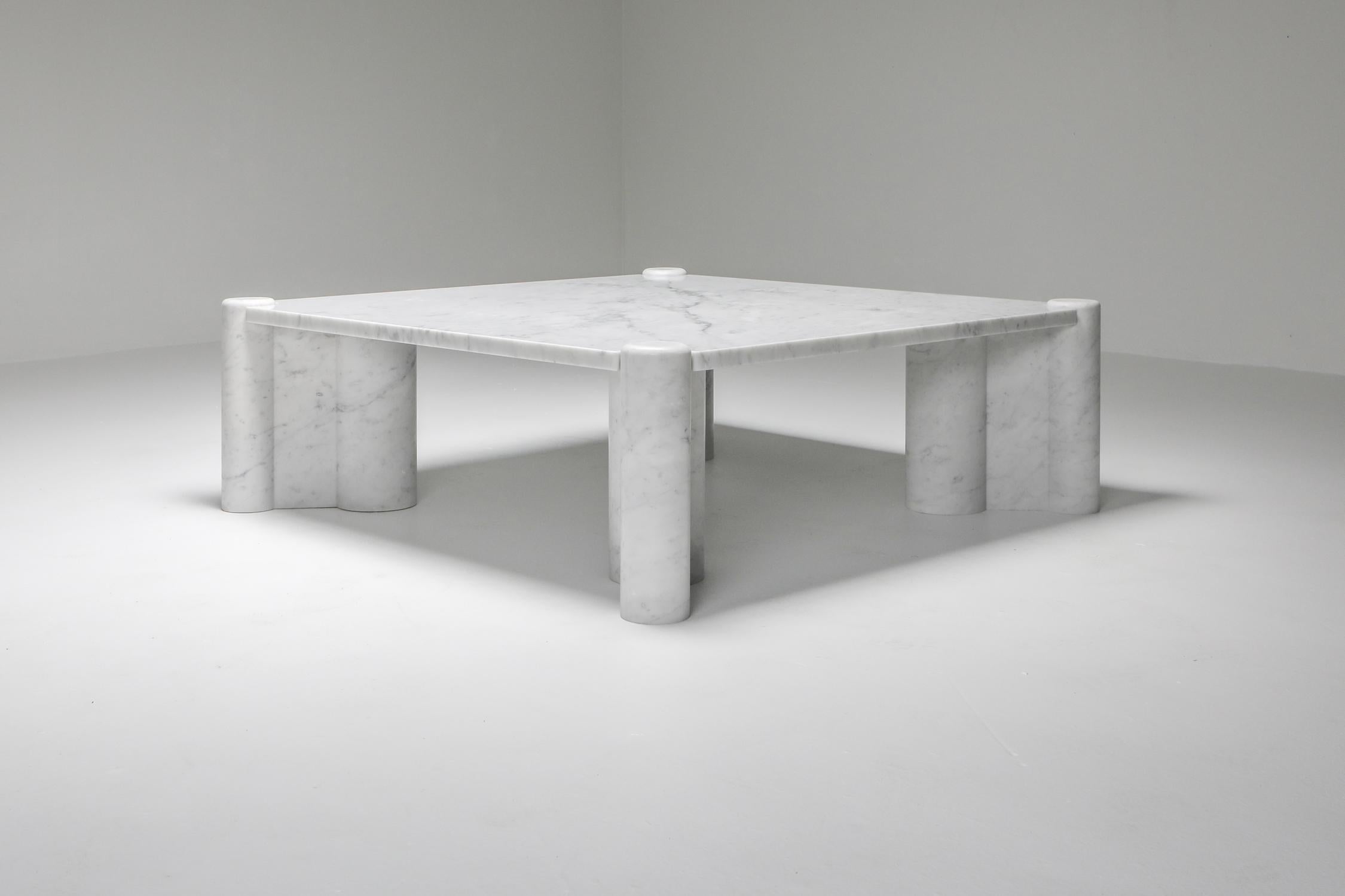 Post-Modern Gae Aulenti 'Jumbo' Coffee Table in Carrara White Marble