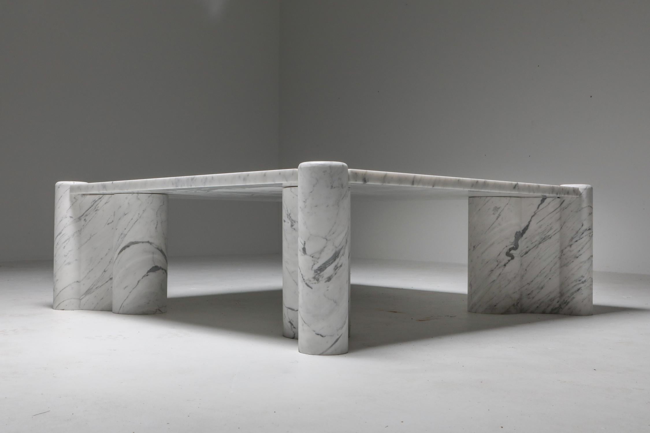 Italian Gae Aulenti 'Jumbo' Coffee Table in Carrara White Marble