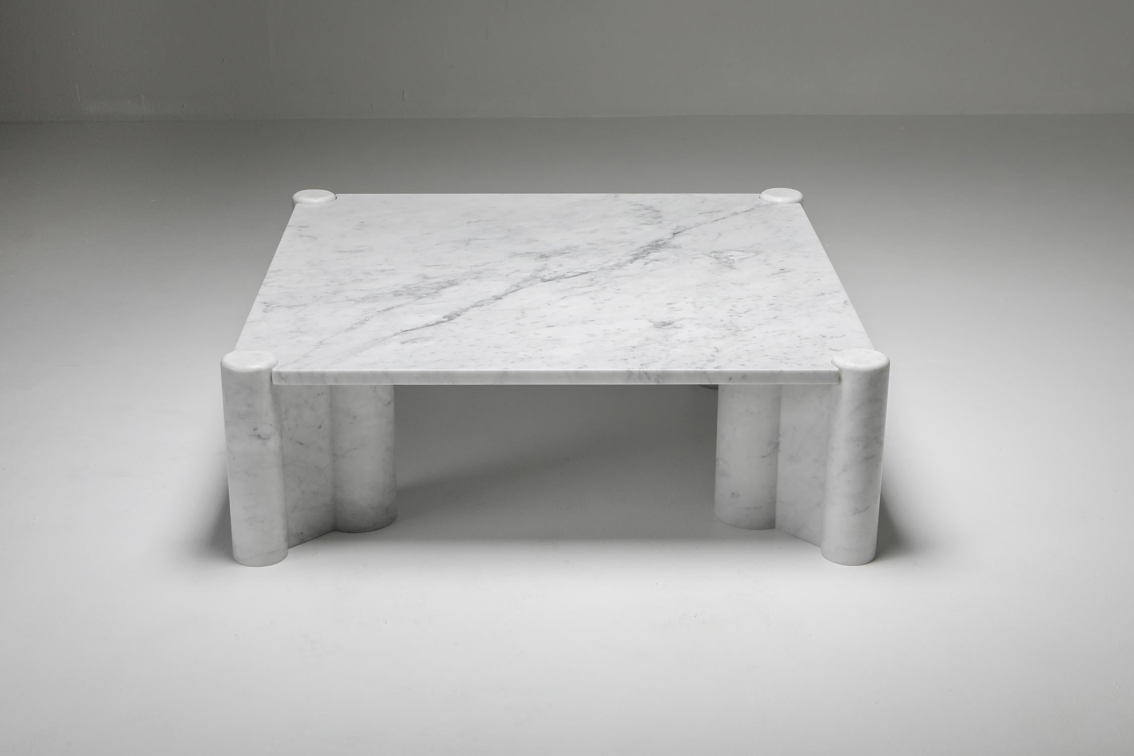 Italian Gae Aulenti 'Jumbo' Coffee Table in Carrara White Marble