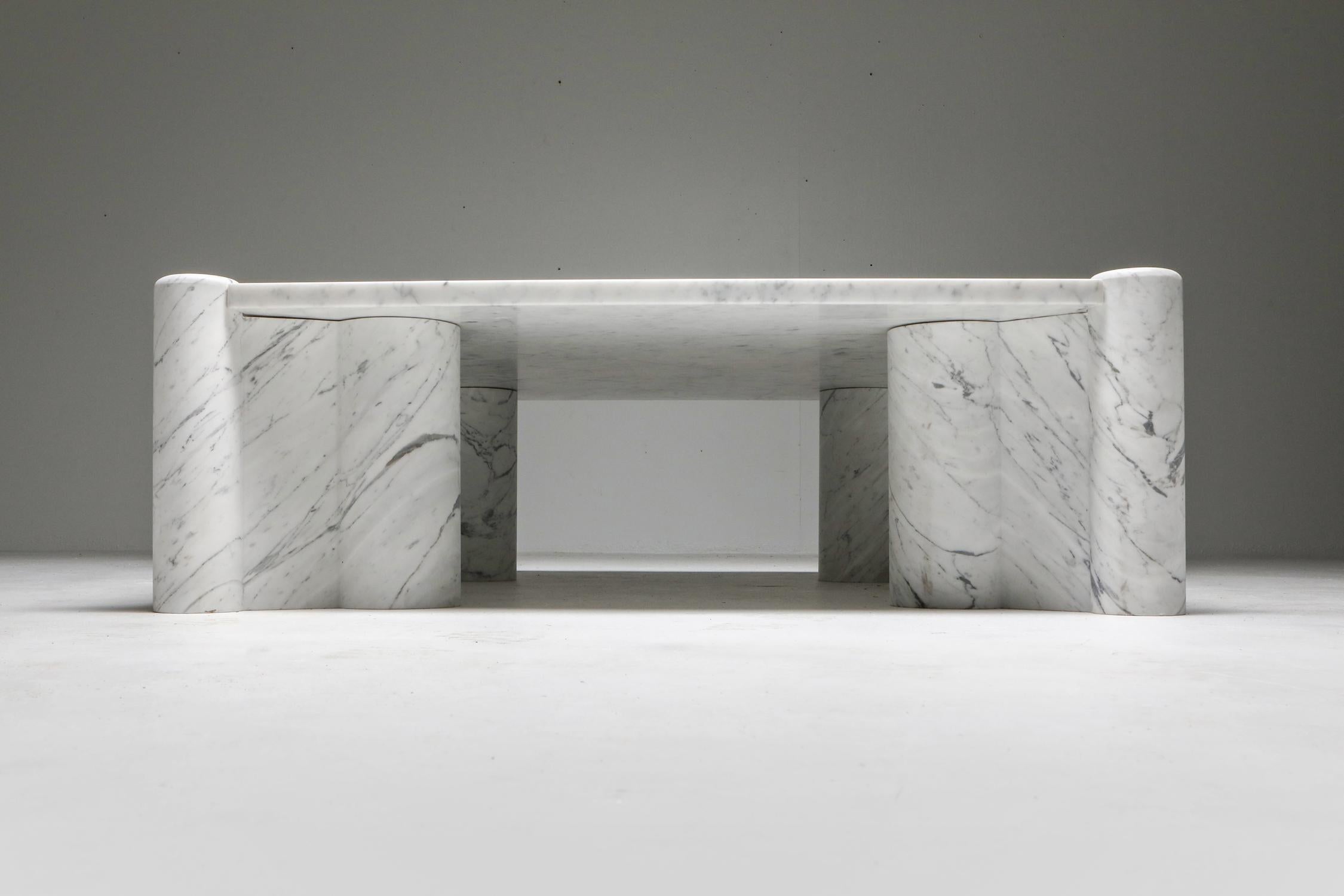 20th Century Gae Aulenti 'Jumbo' Coffee Table in Carrara White Marble