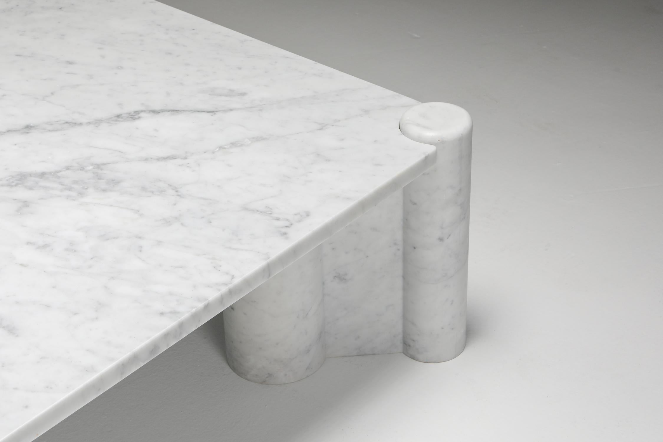 Gae Aulenti 'Jumbo' Coffee Table in Carrara White Marble 1