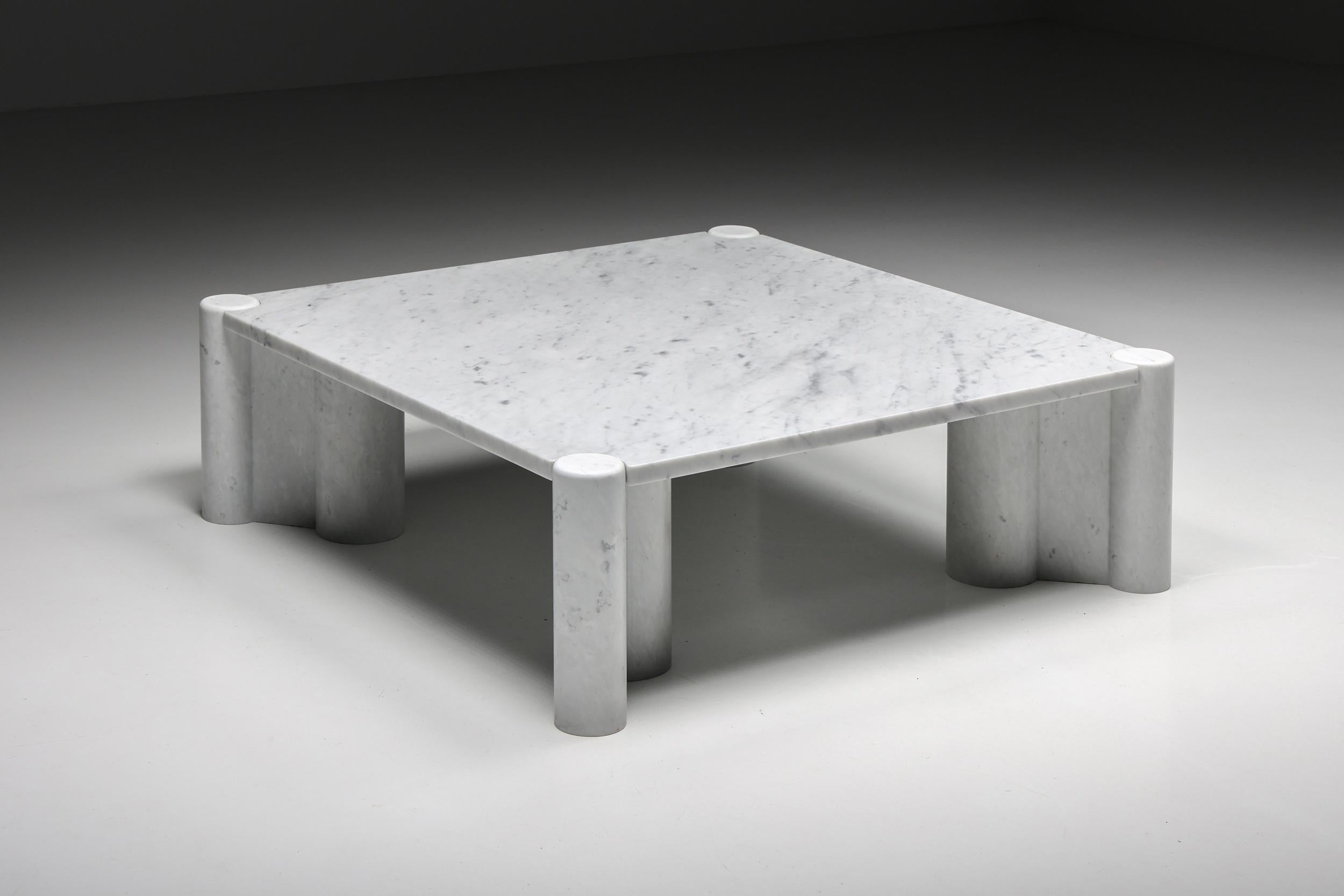 Post-Modern Gae Aulenti 'Jumbo' Coffee Table in Carrara White Marble, Postmodern, 1990