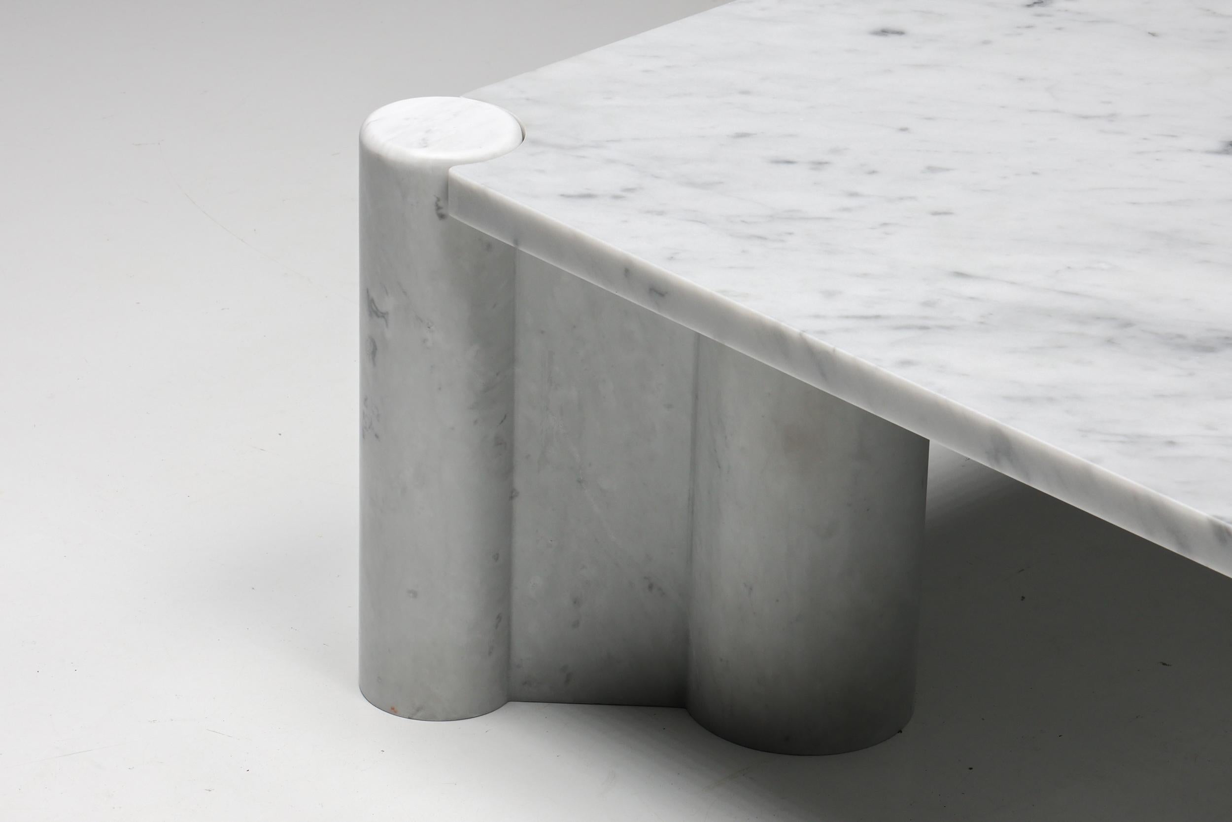 Gae Aulenti 'Jumbo' Coffee Table in Carrara White Marble, Postmodern, 1990 1