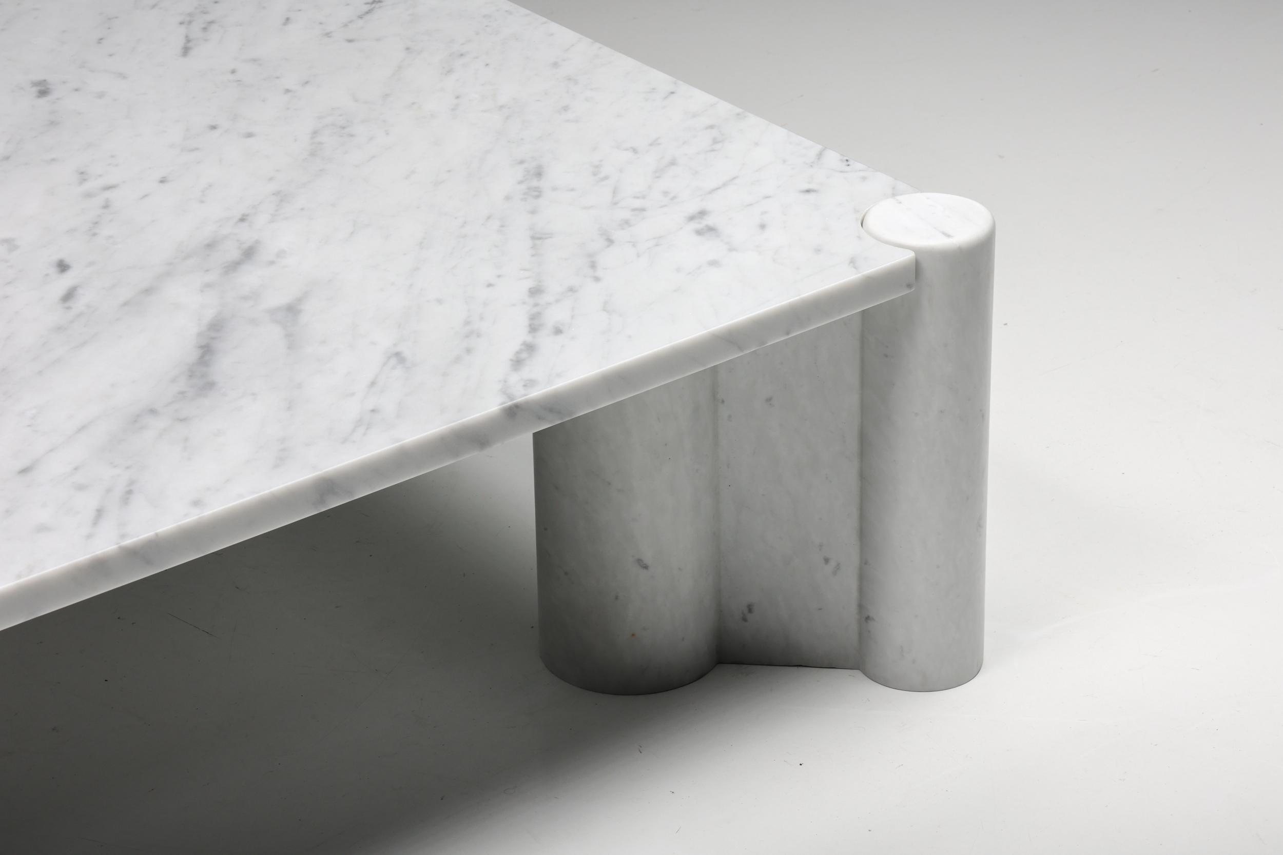 Gae Aulenti 'Jumbo' Coffee Table in Carrara White Marble, Postmodern, 1990 2