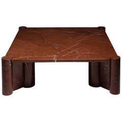 Gae Aulenti 'Jumbo' Coffee Table in Rare Rosso Collemandina Marble