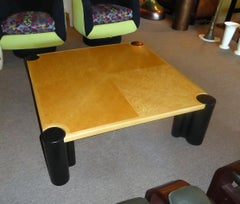 Gae Aulenti Jumbo Style Coffee Table in Blond Birdseye Maple and Ebonized Woods